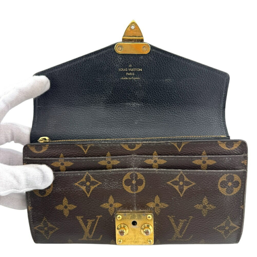 Louis Vuitton Black Brown Monogram Monogram Leather Long Wallet