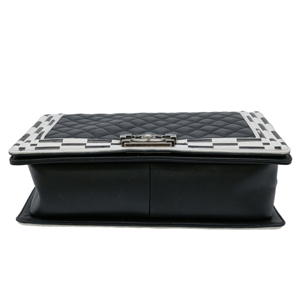 Chanel Boy Chanel Black White Leather Shoulder Bag