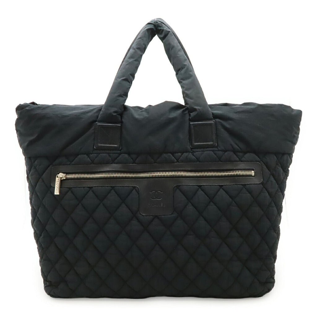 Chanel Black Nylon Leather Shoulder Bag Tote Bag