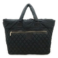 Chanel Black Nylon Leather Shoulder Bag Tote Bag