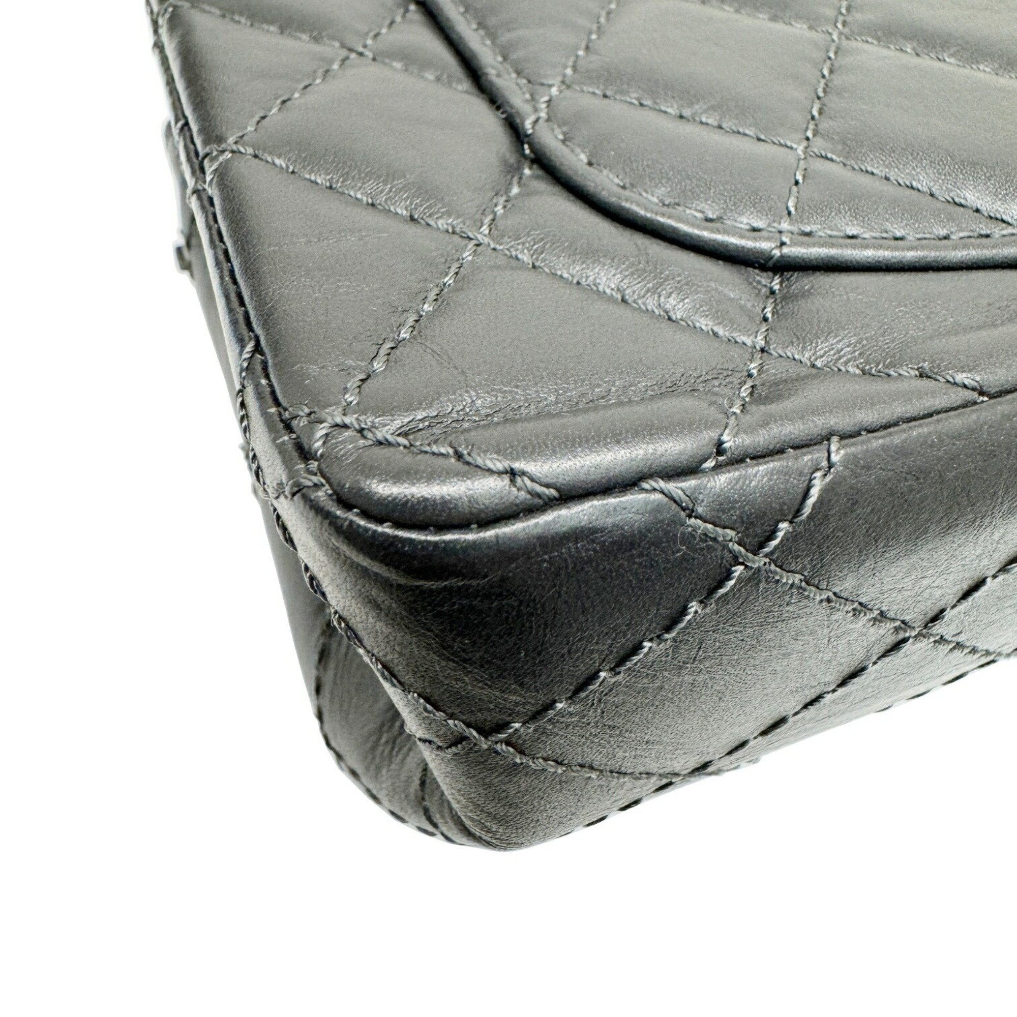 Chanel Dark Gray Leather Shoulder Bag