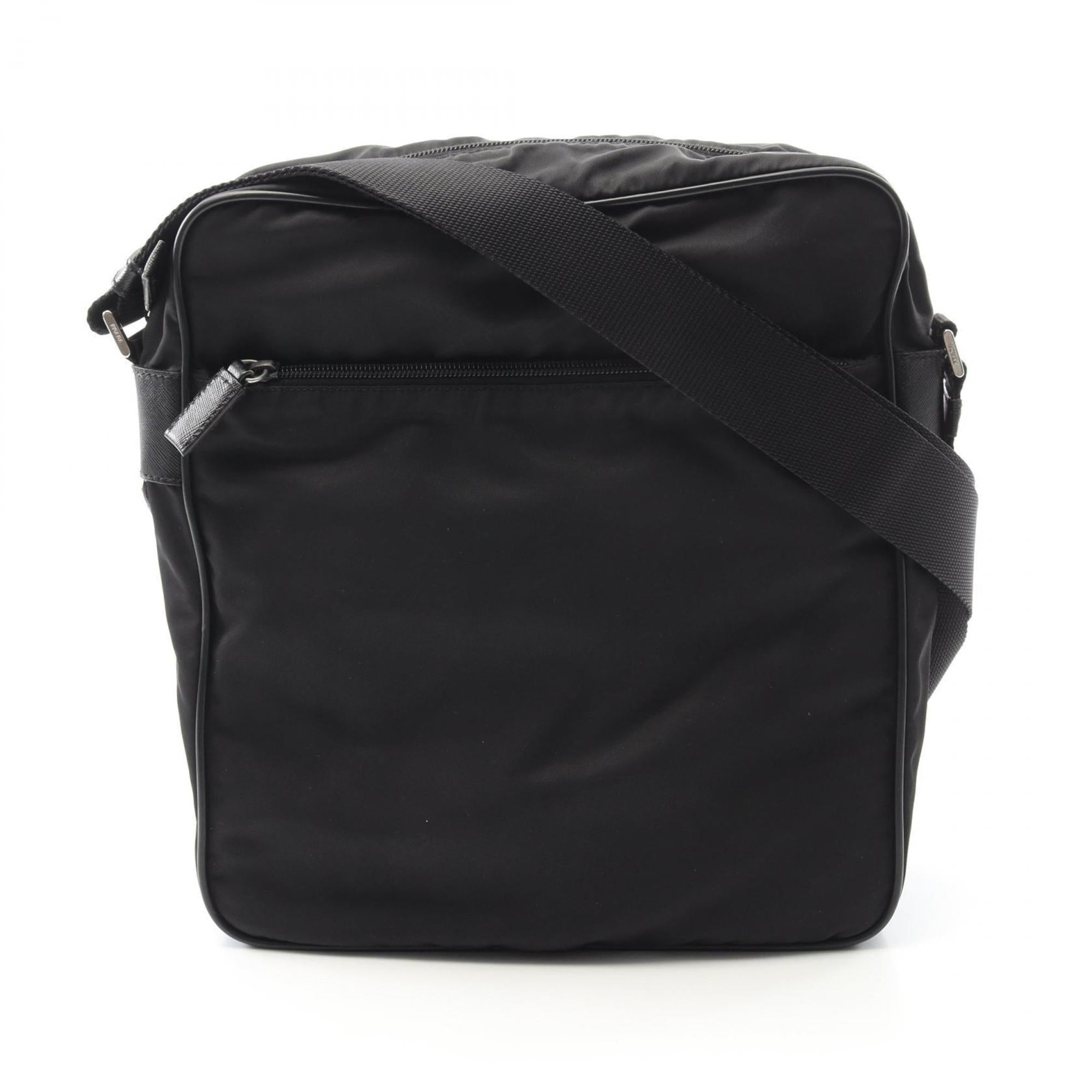 Prada Black Nylon Leather Shoulder Bag