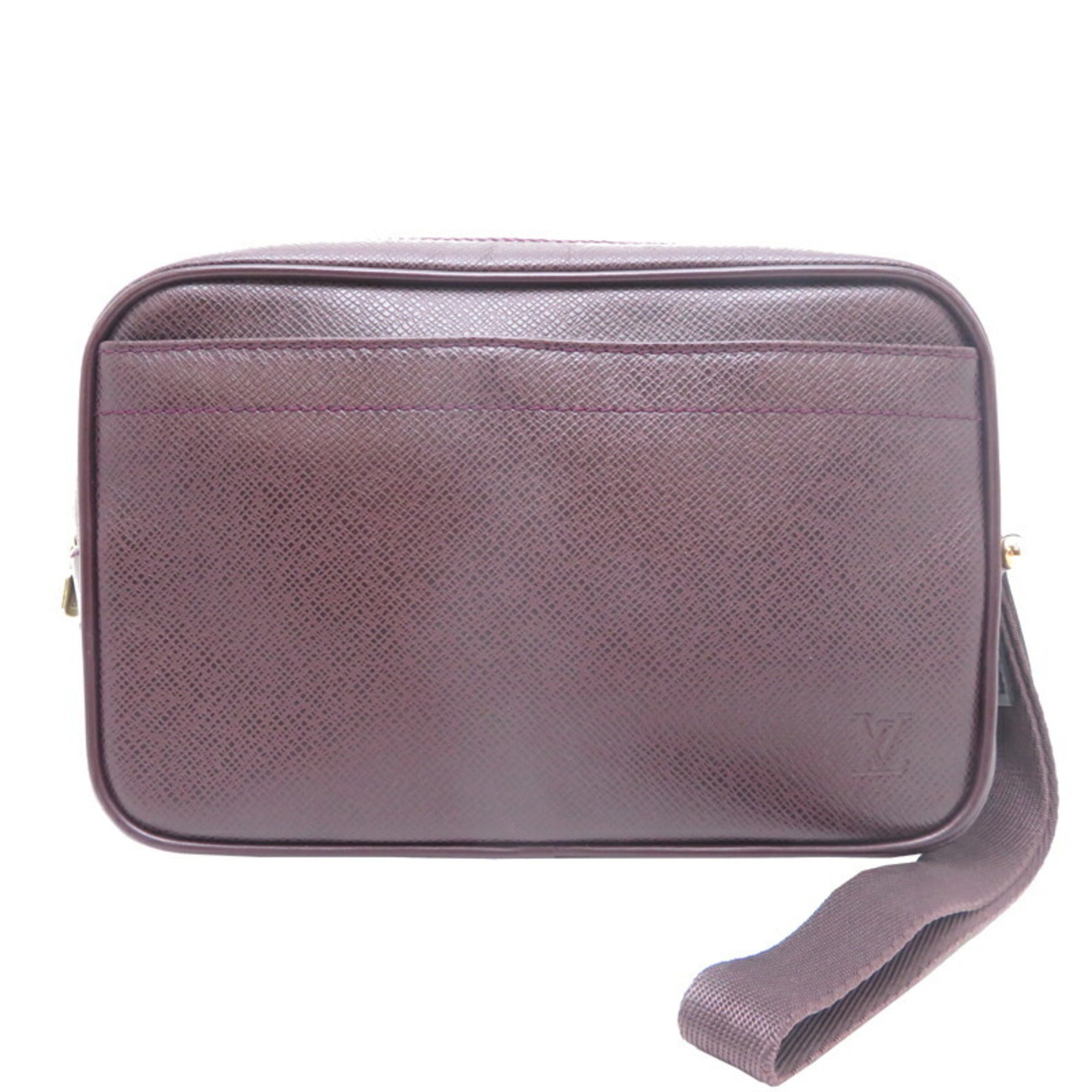 Louis Vuitton Acajou Brown Taiga Leather Clutch Bag Pouch