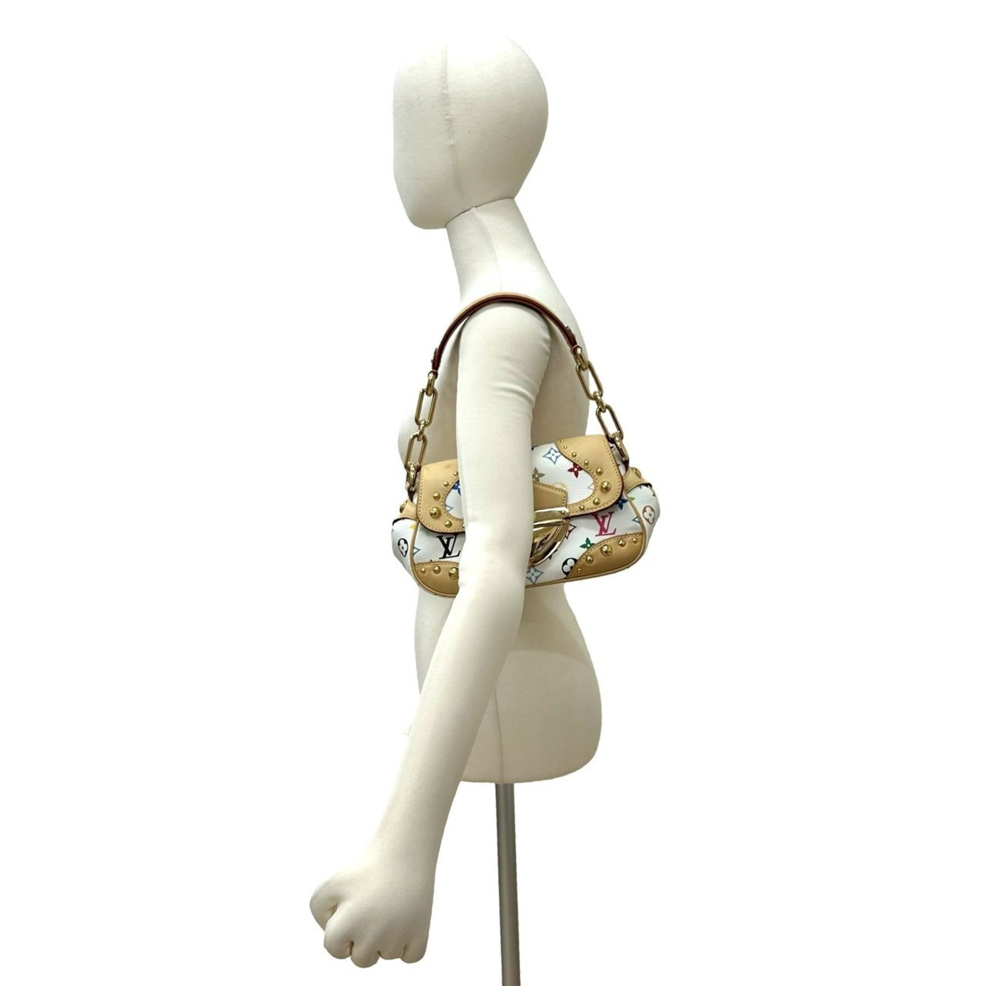 Louis Vuitton White Leather Pvc Shoulder Bag