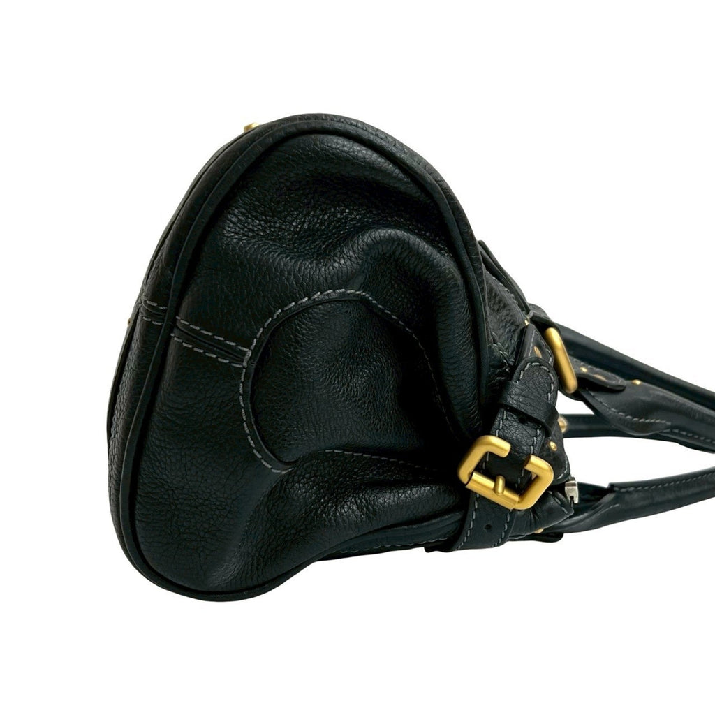 Chloé Black Leather Boston Bag Handbag Tote Bag (Pre-Owned)