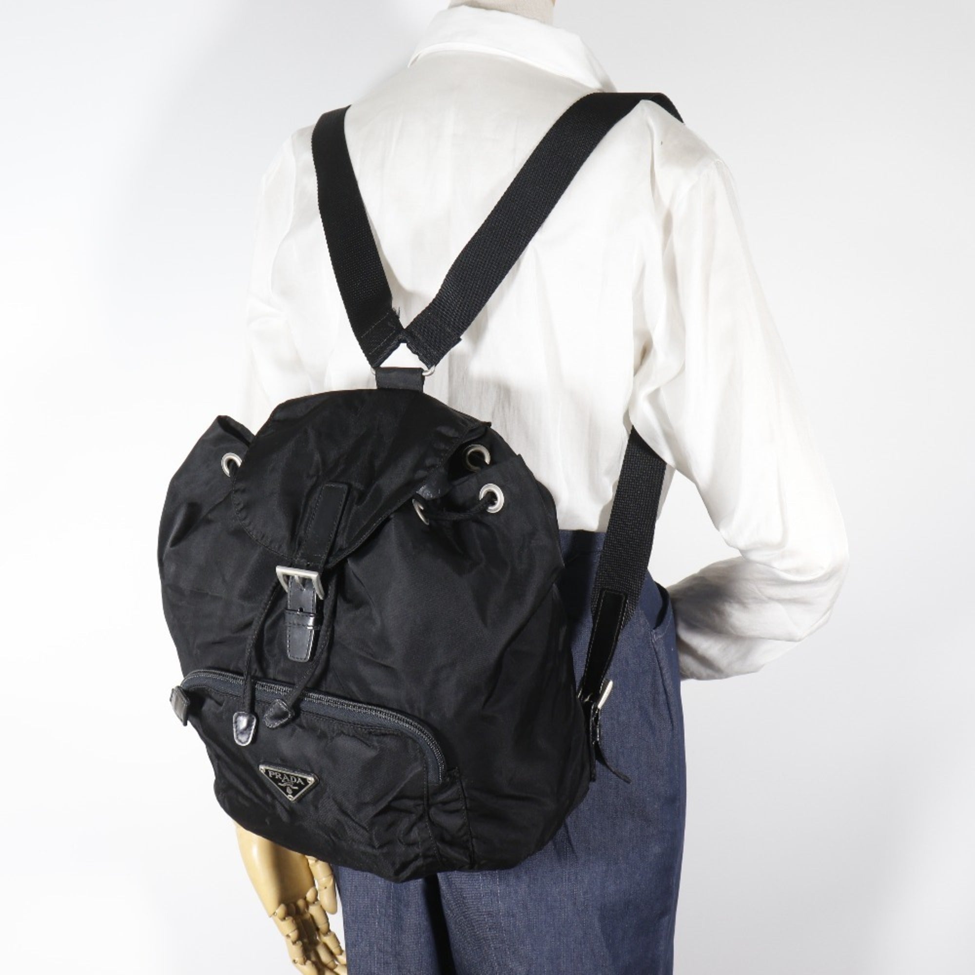 Prada Black Nylon Backpack Tote Bag