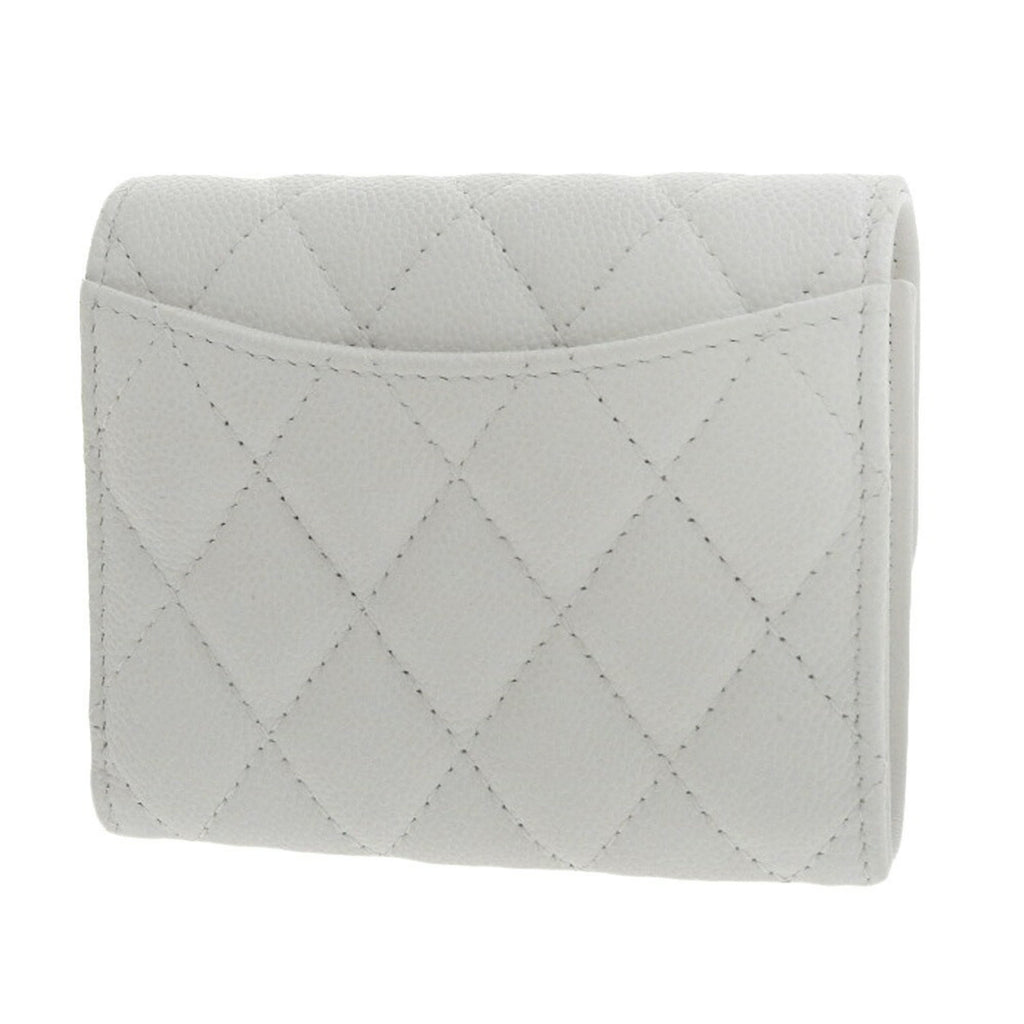 Chanel White Grained Calfskin Wallet (Tri-Fold)
