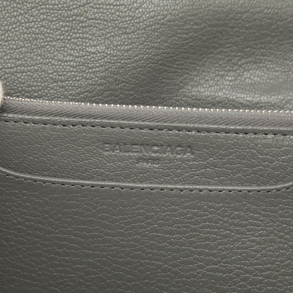 Balenciaga Gray Metallic Leather Chain/Shoulder Wallet