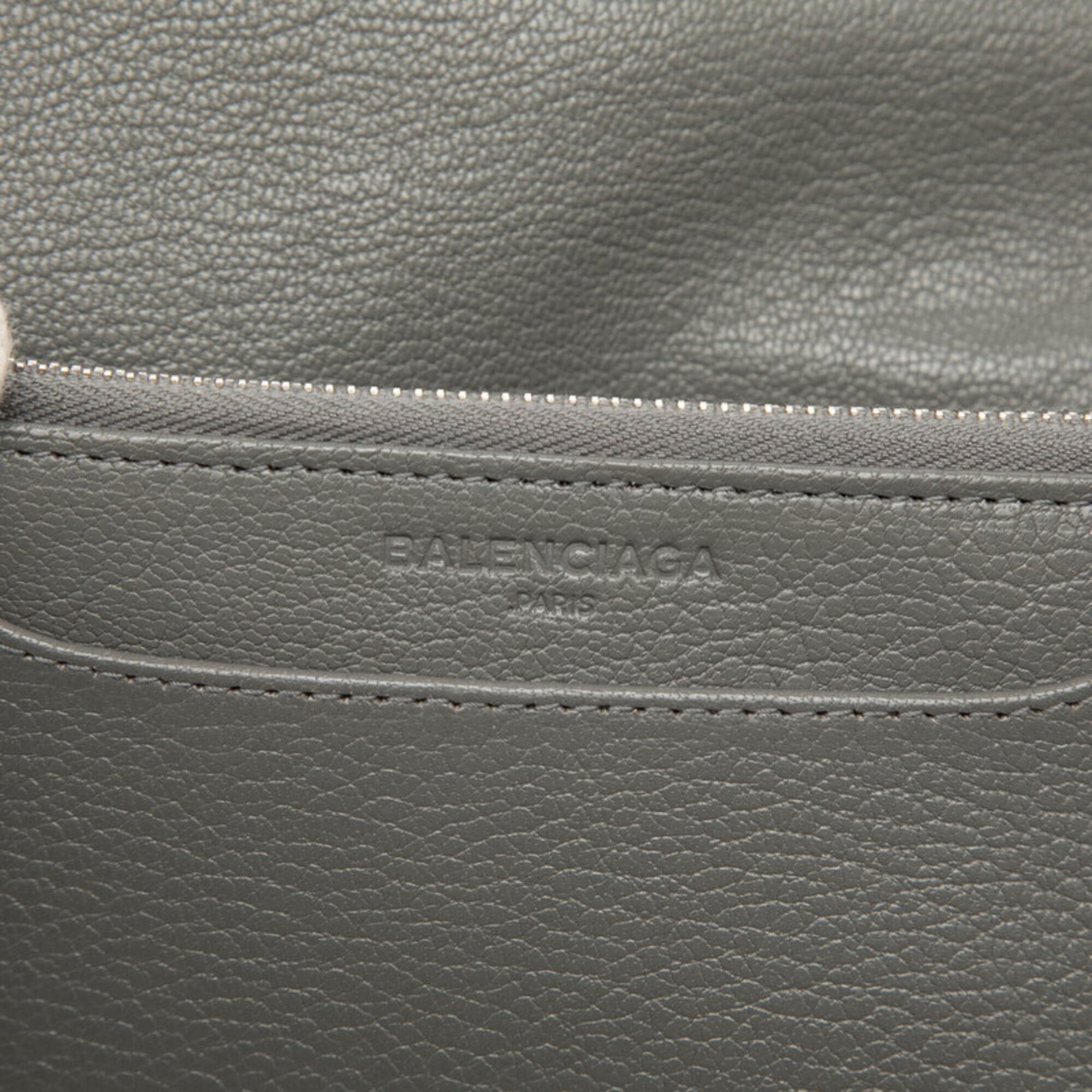 Balenciaga Gray Metallic Leather Chain/Shoulder Wallet