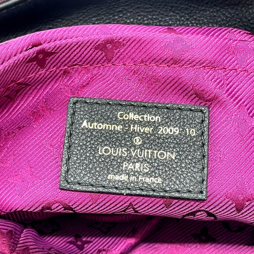 Louis Vuitton Black Purple Canvas Leather Handbag Tote Bag