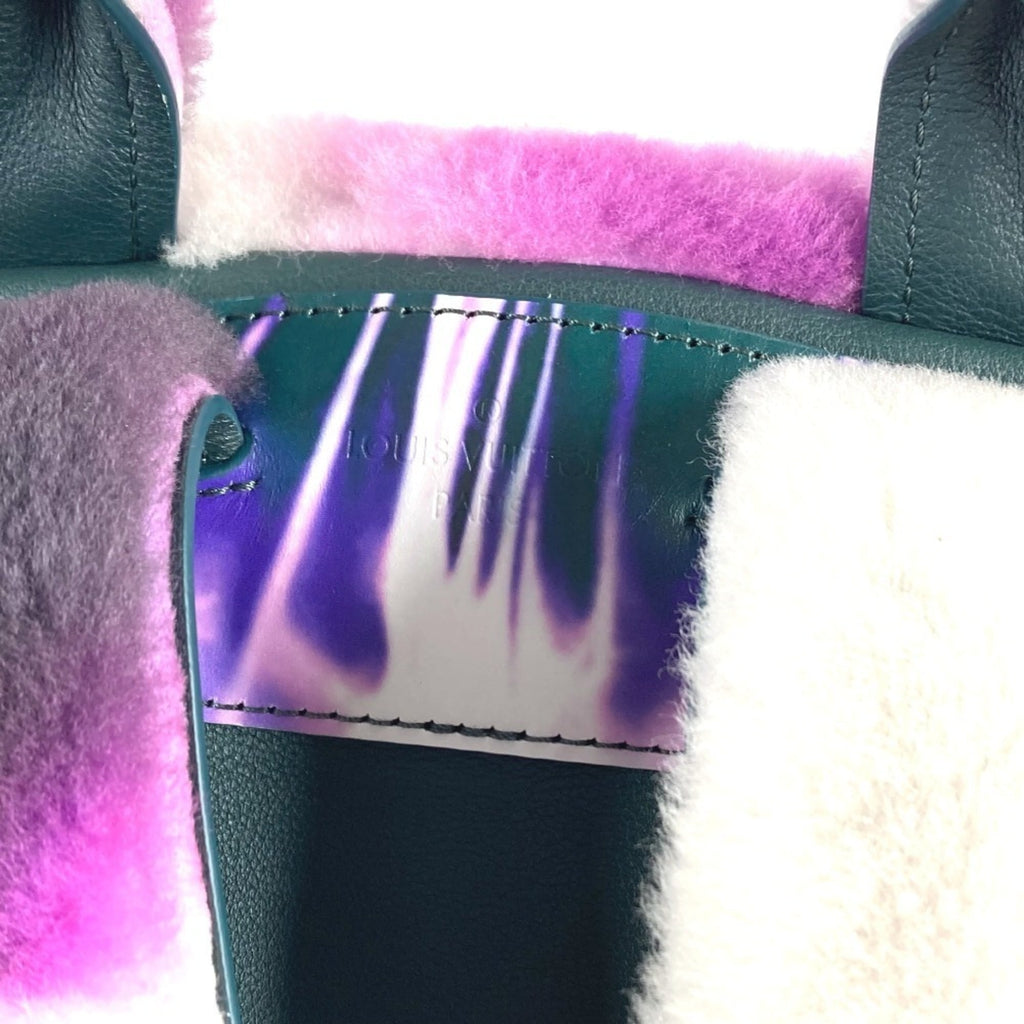 Louis Vuitton Black Purple White Fur Leather Backpack