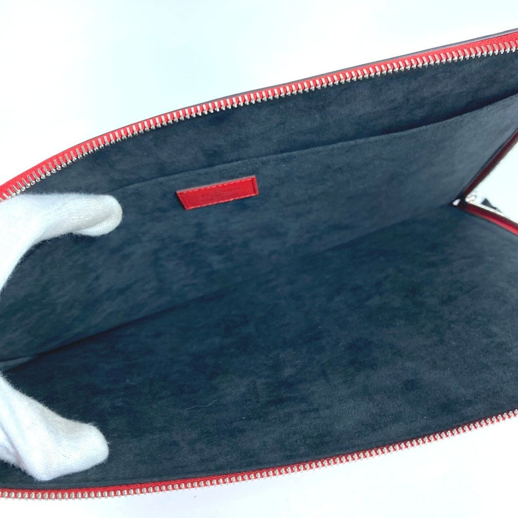 Louis Vuitton Red Color White Epi Leather Clutch Bag Pochette