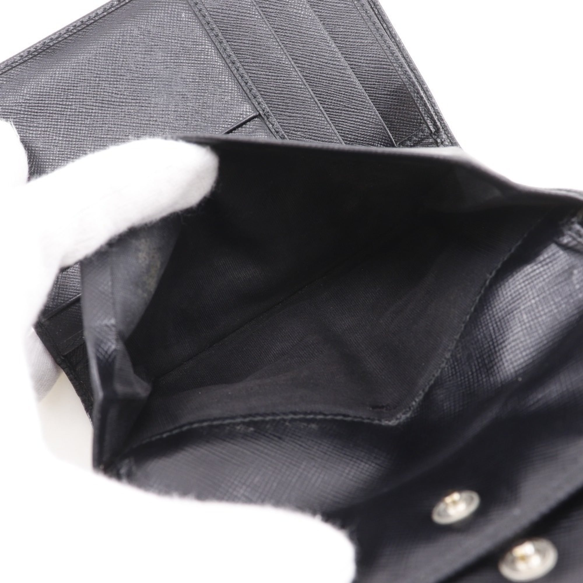 Prada Black Nero Saffiano Triangle Wallet (Bi-Fold)