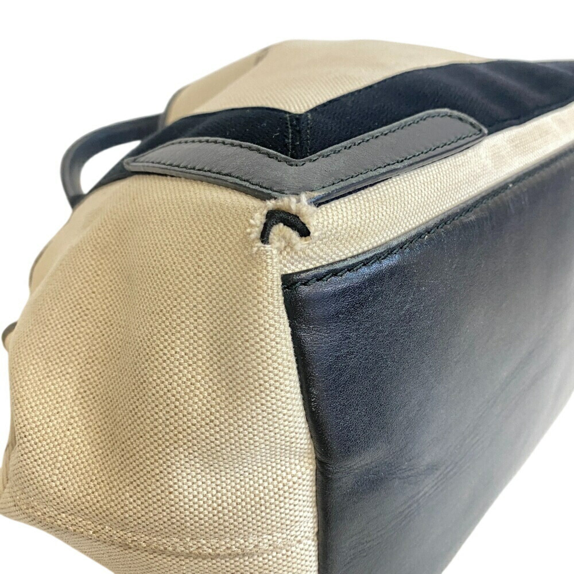 Balenciaga Black Ivory Canvas Leather Hand
