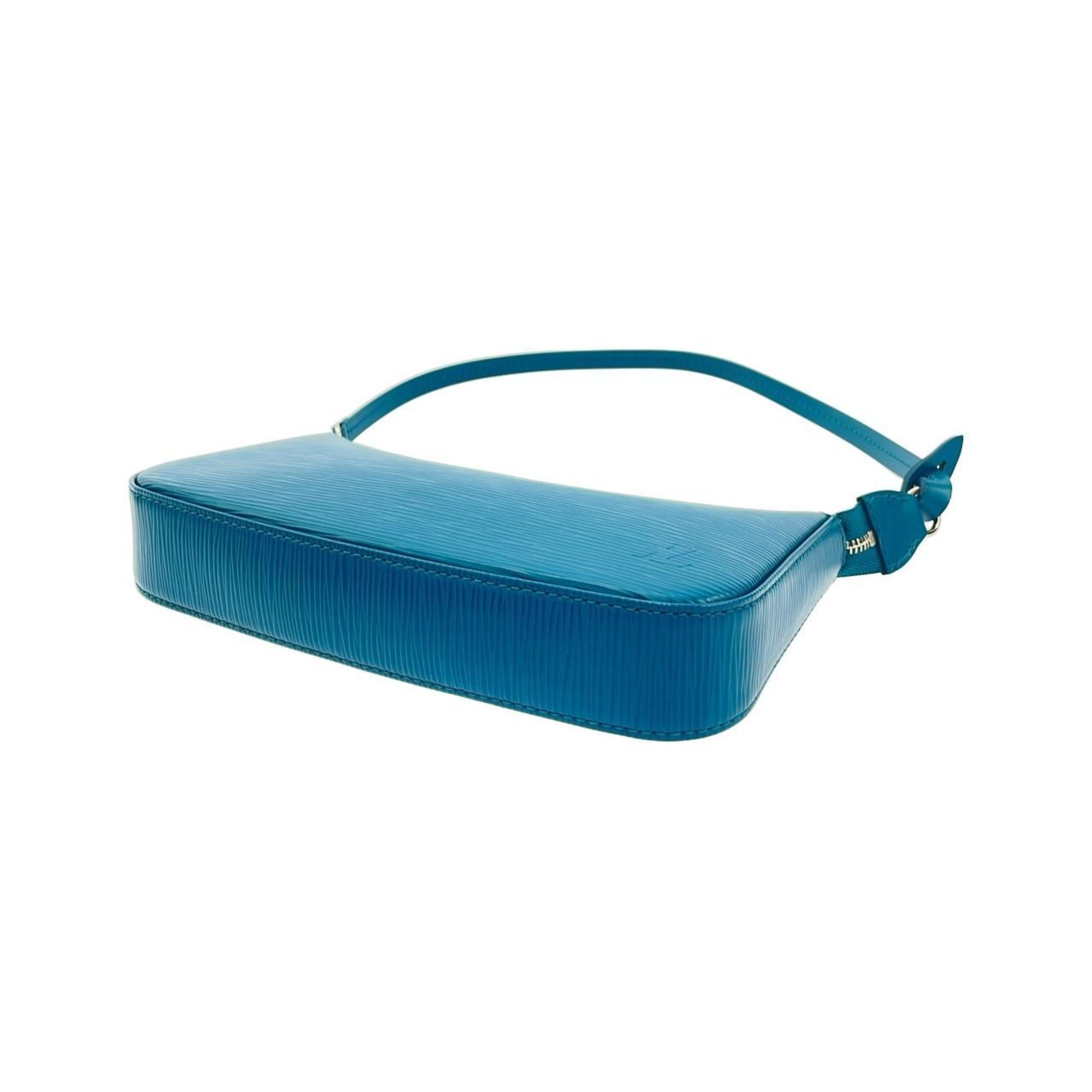Louis Vuitton Cyan Leather Pochette Pouch