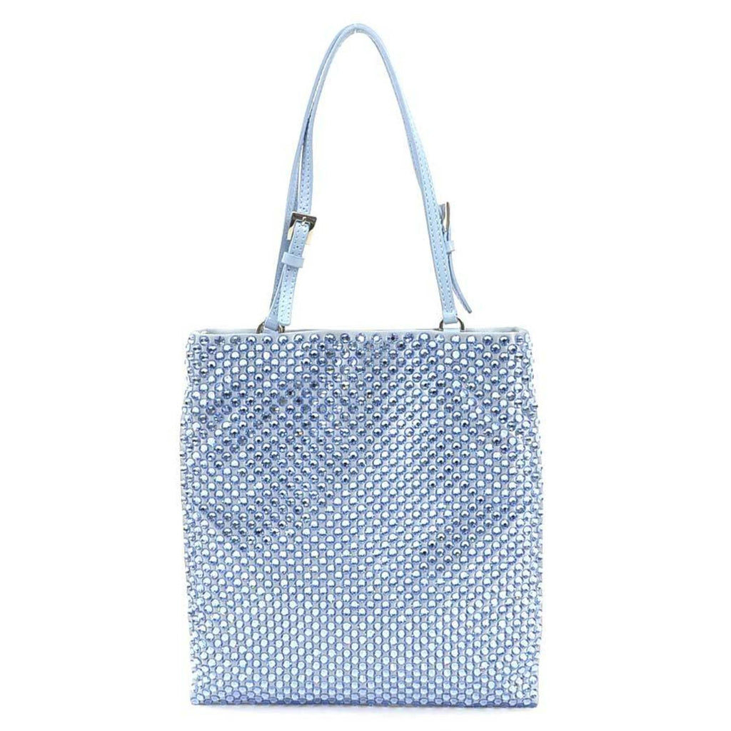 Prada Light Blue Satin Rhinestone Handbag