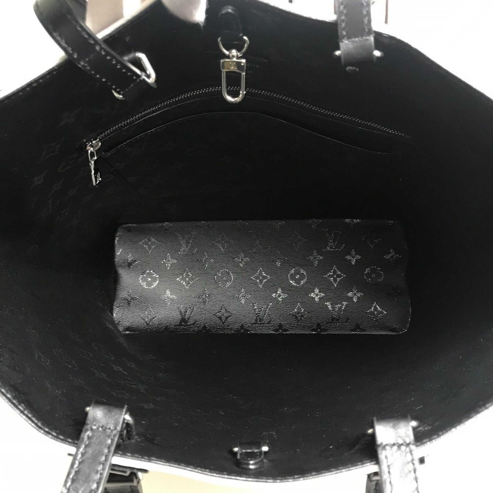 Louis Vuitton Black White Coated Canvas Handbag Tote Bag