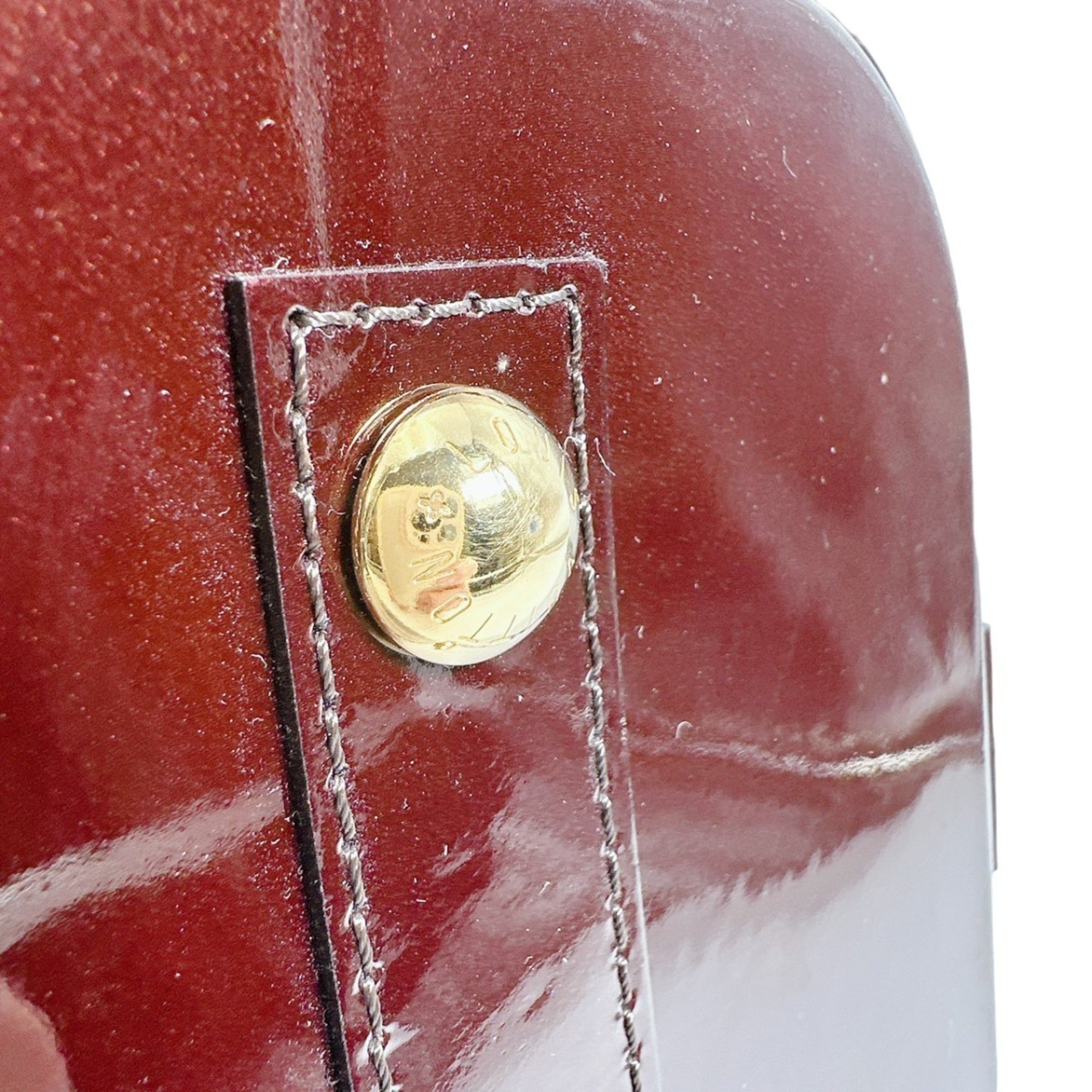 Louis Vuitton Red Color Wine Monogram Vernis Handbag
