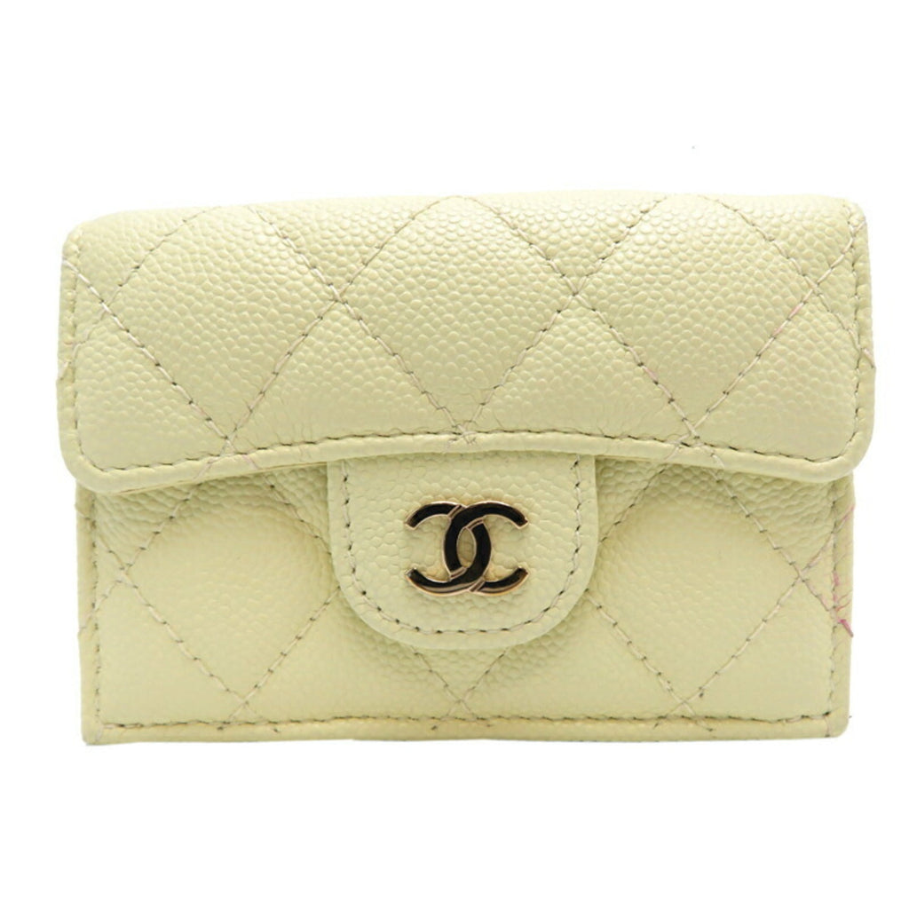 Chanel Cream White Grained Calfskin Wallet (Tri-Fold)