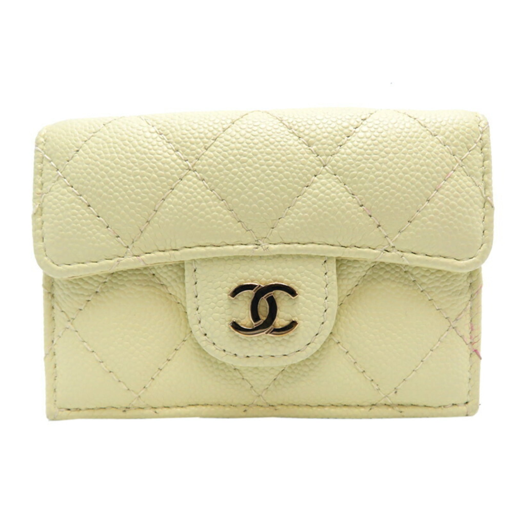 Chanel Cream White Grained Calfskin Wallet (Tri-Fold)