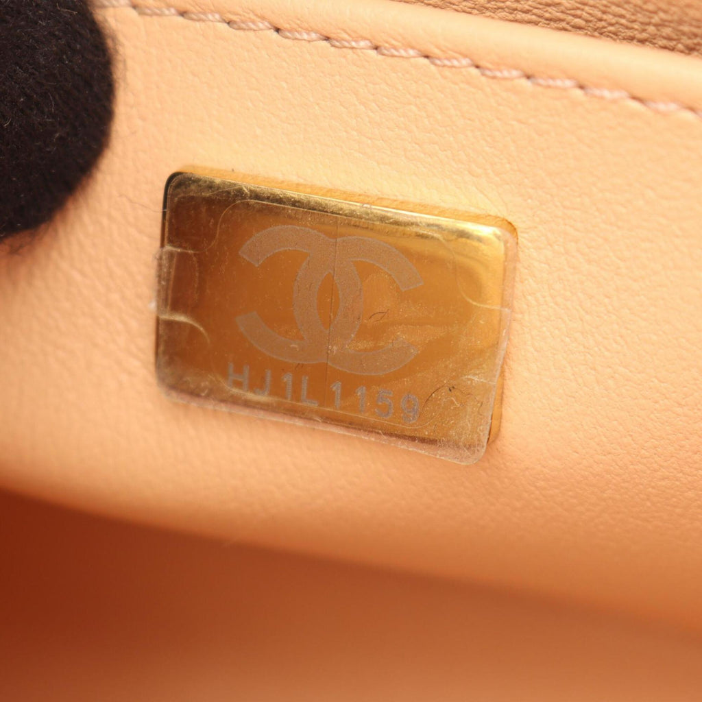 Chanel Pink White Fabric Leather Handbag Shoulder Bag