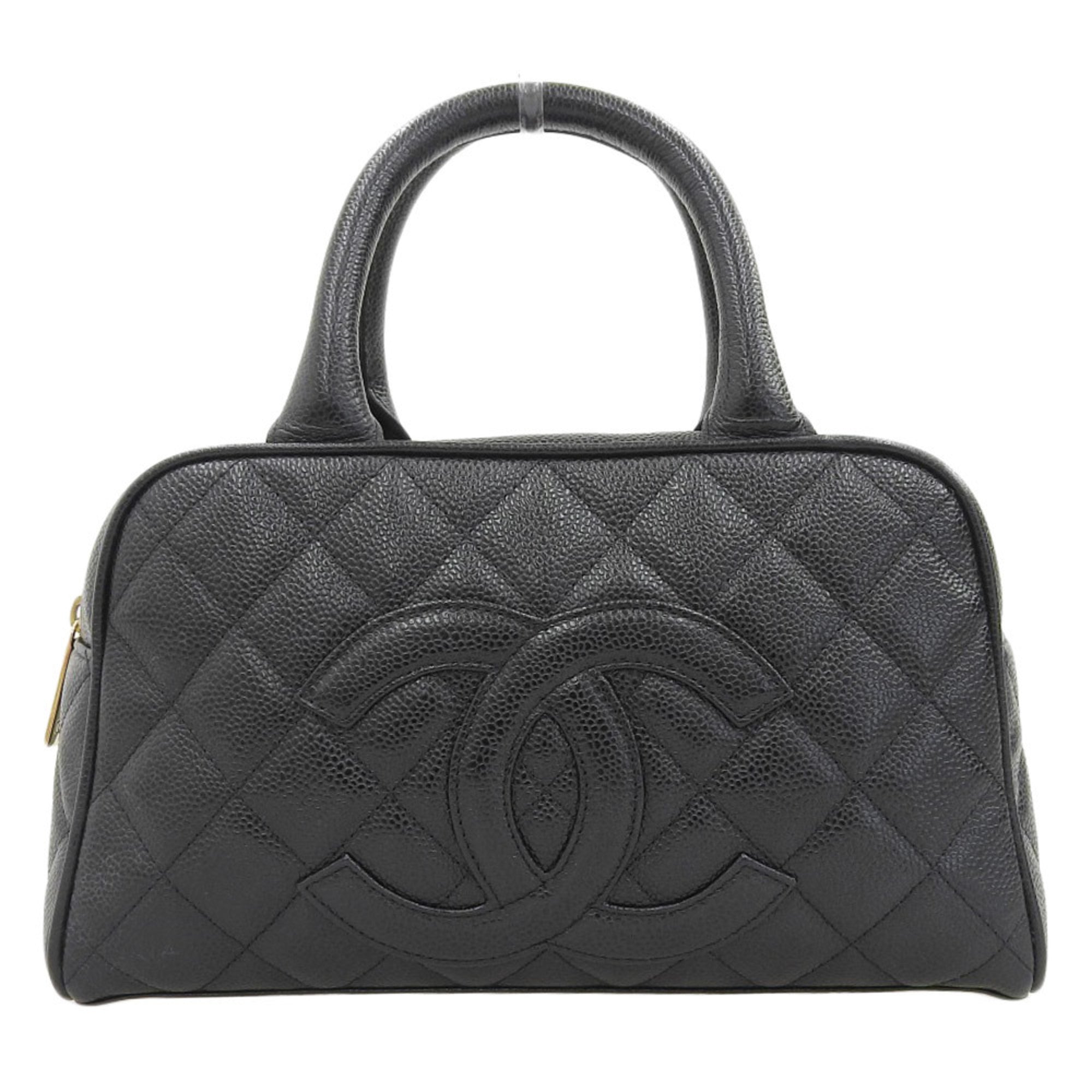 Chanel Black Caviar Leather Boston Bag Handbag