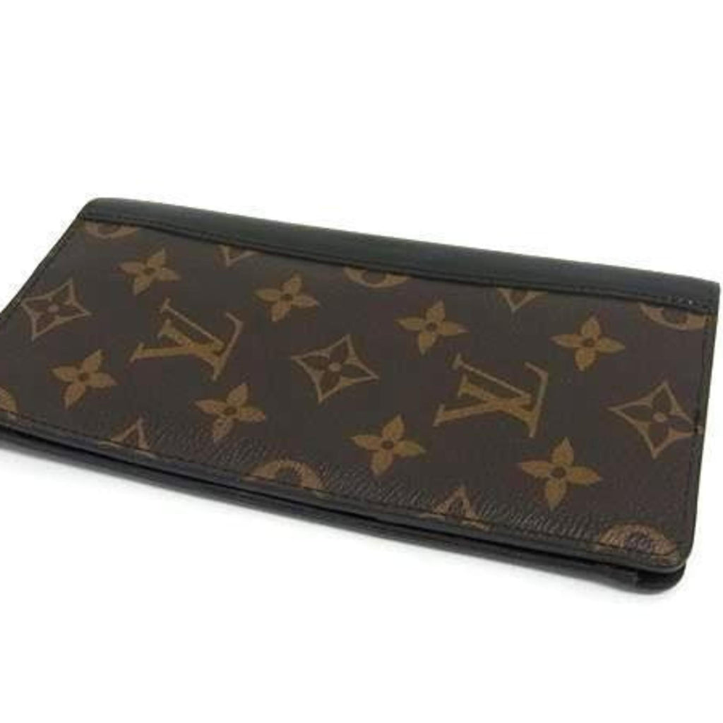 Louis Vuitton Monogram Macassar Black Brown Pvc Leather Long Wallet