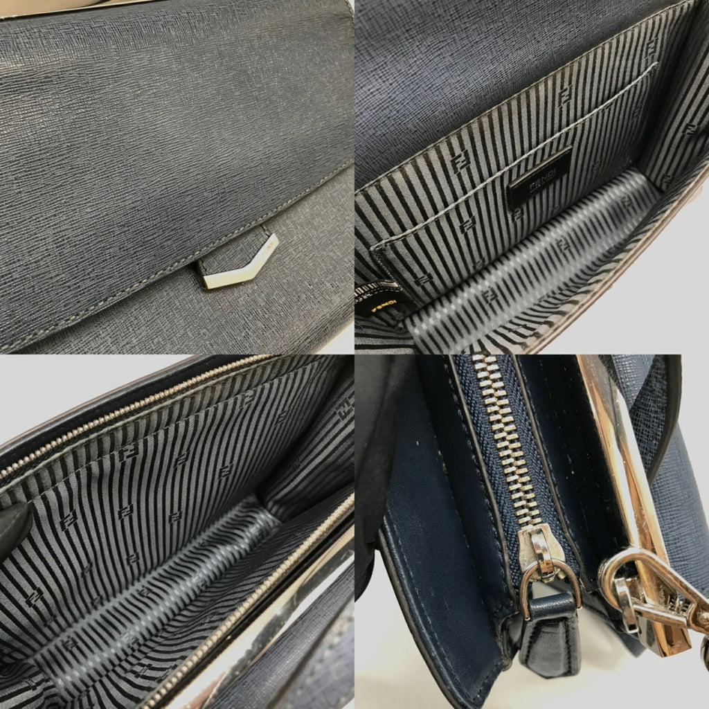 Fendi Navy Leather Handbag Shoulder Bag