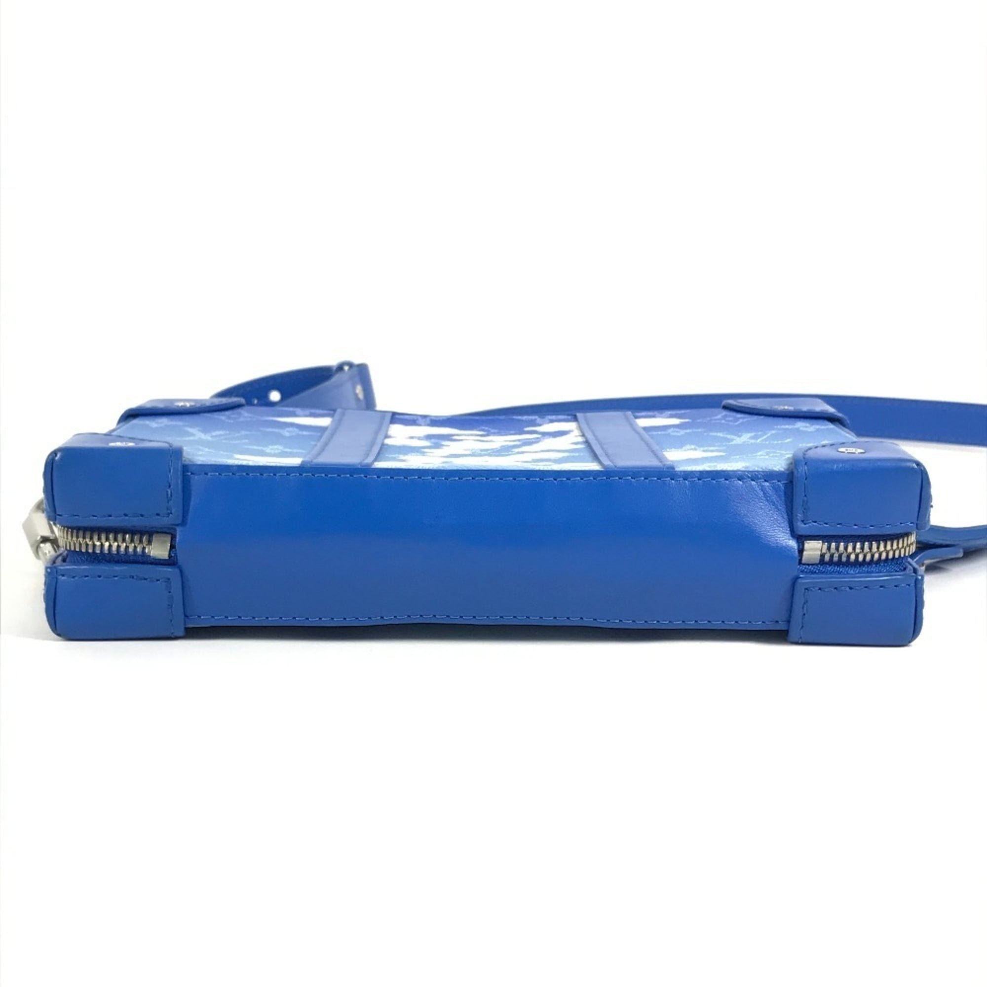 Louis Vuitton Blue White Leather Clutch Bag Pochette Shoulder Bag