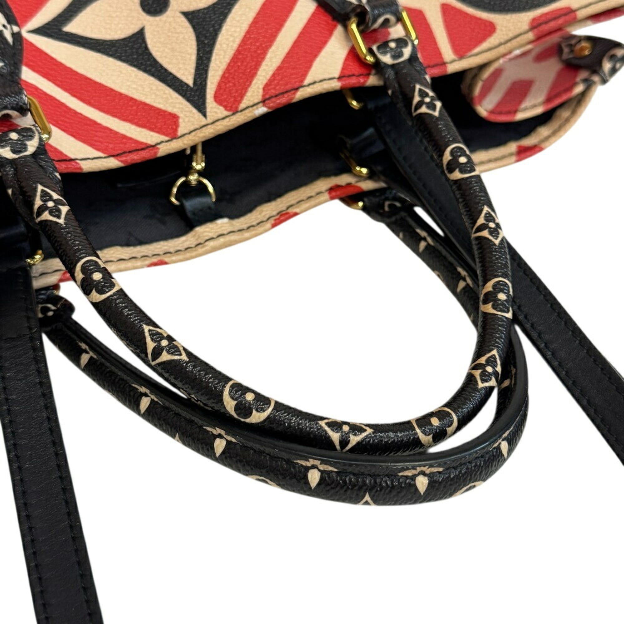 Louis Vuitton Beige Black Multi-Color Red Color Leather Handbag Shoulder Bag Tote Bag