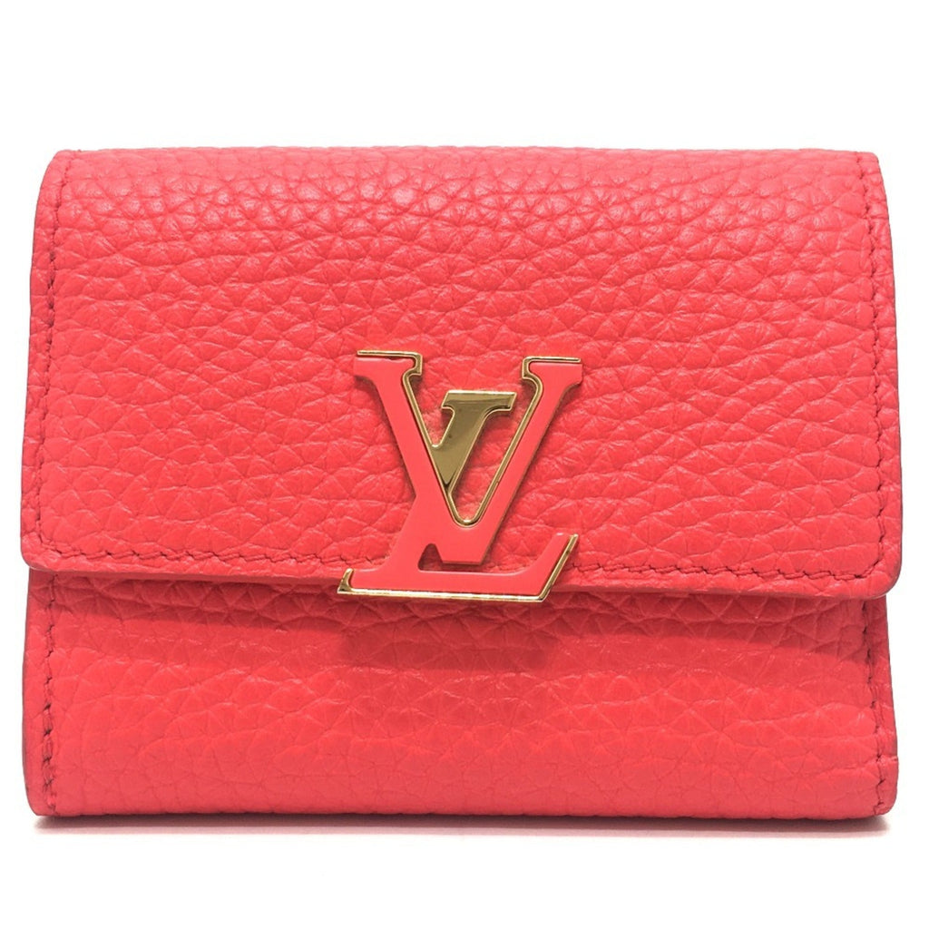 Louis Vuitton Red Color Leather Wallet (Tri-Fold)
