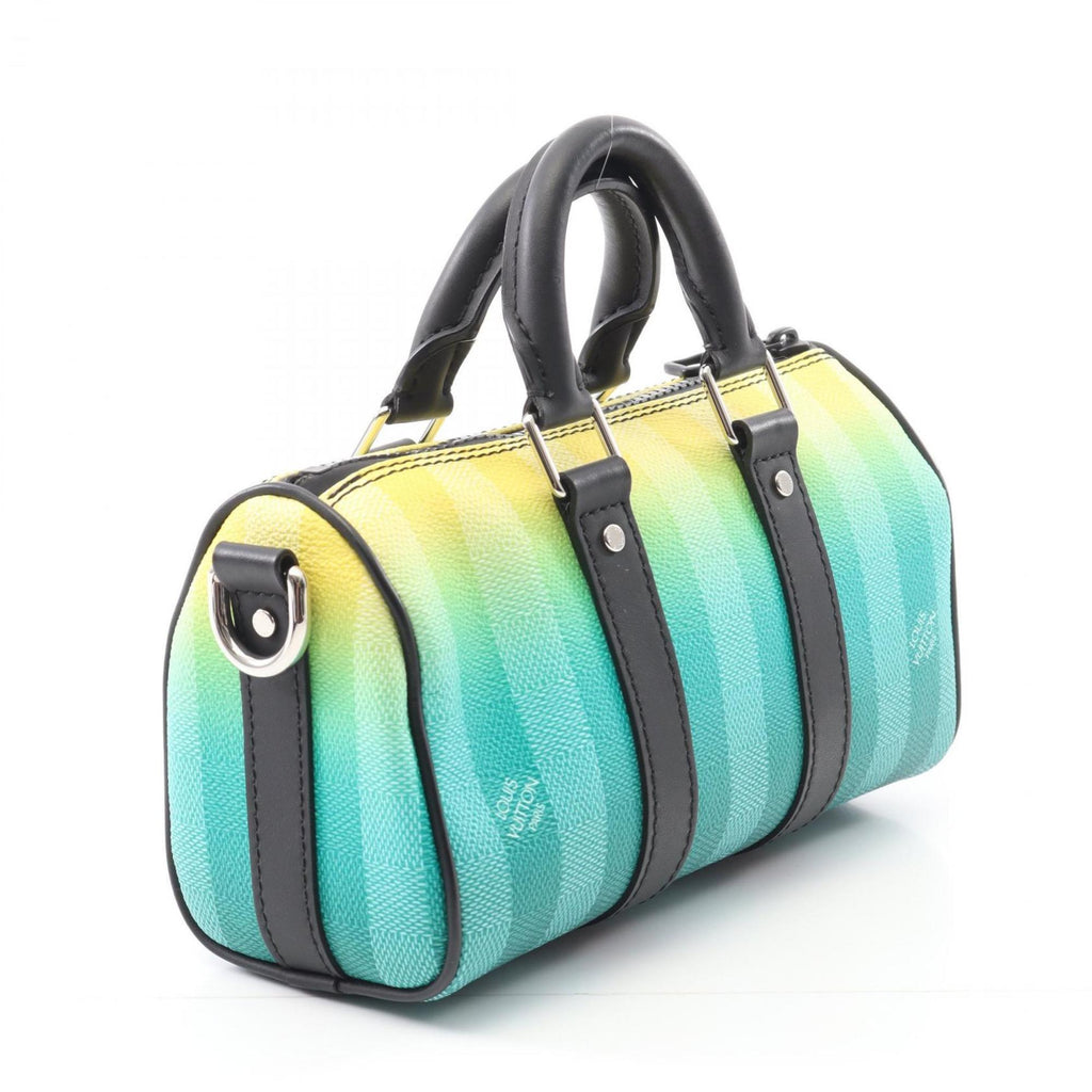 Louis Vuitton Black Green Yellow Coated Canvas Leather Handbag
