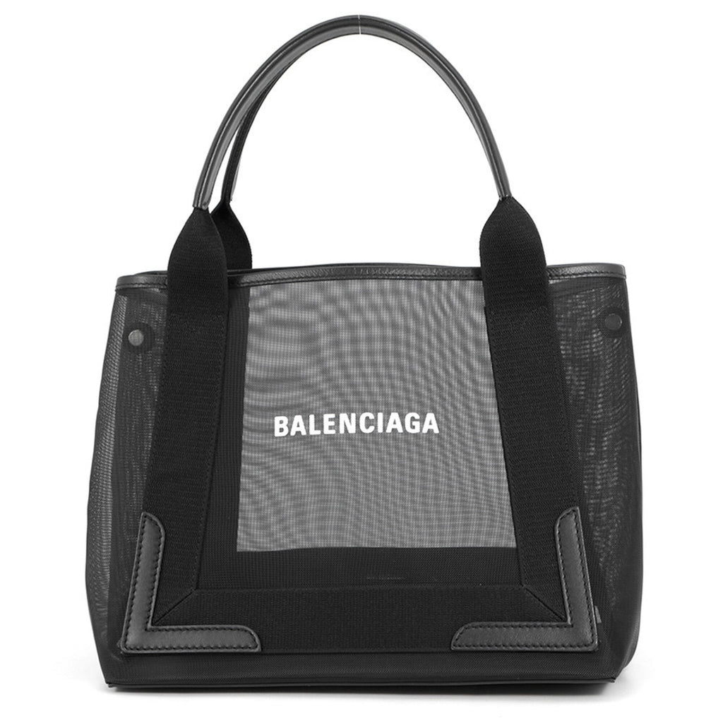 Balenciaga Black Mesh Leather Handbag Tote