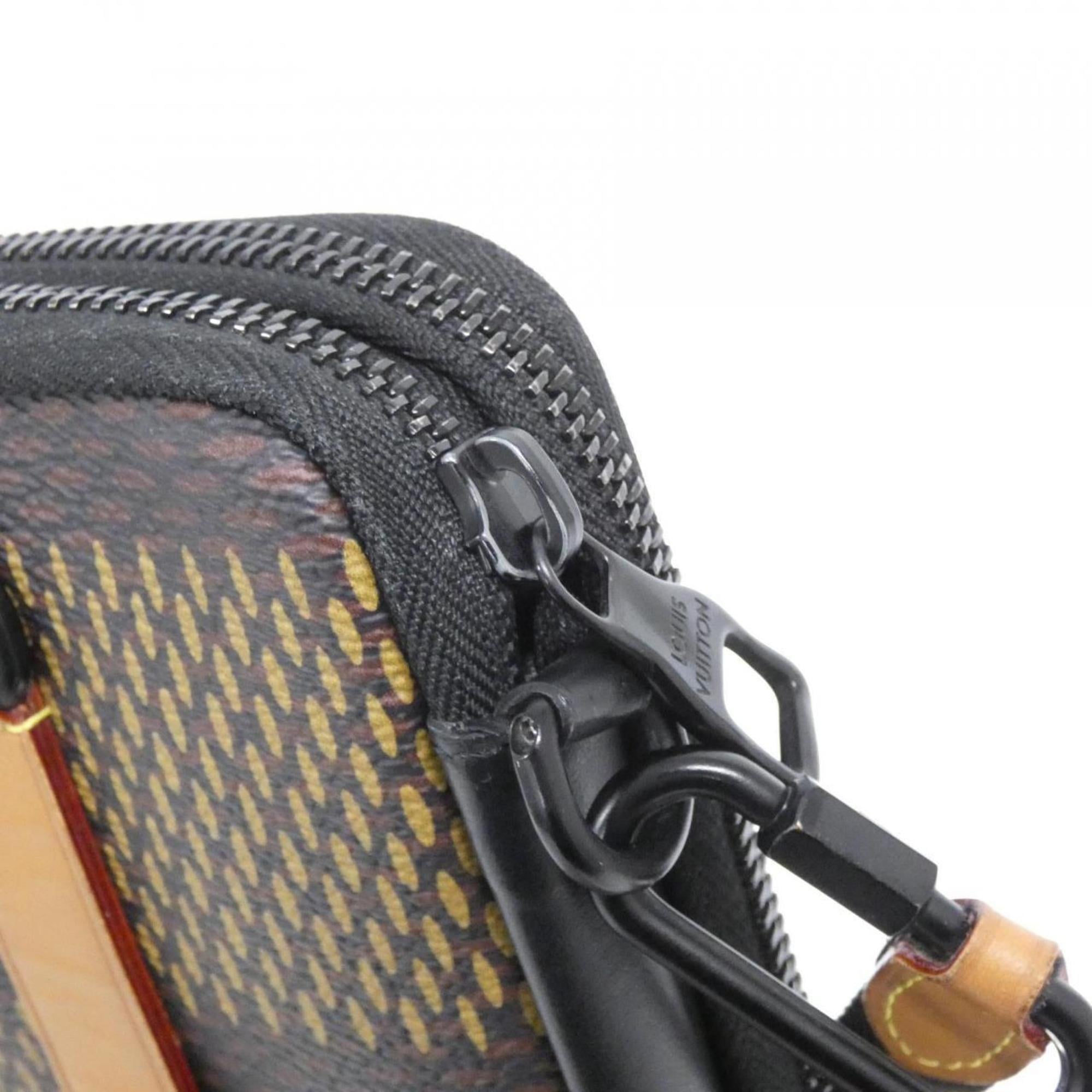 Louis Vuitton Black Brown Coated Canvas Phone Wallet