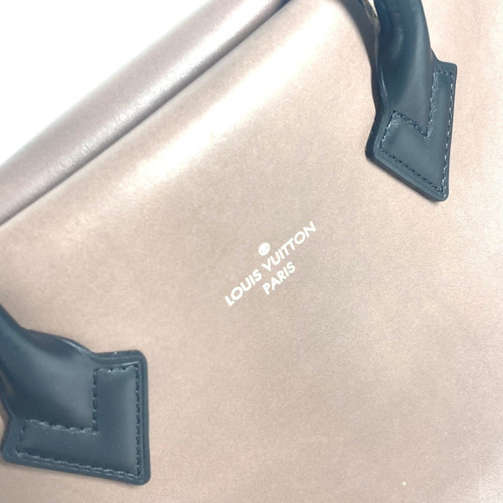Louis Vuitton Black Brown Leather Handbag Tote Bag