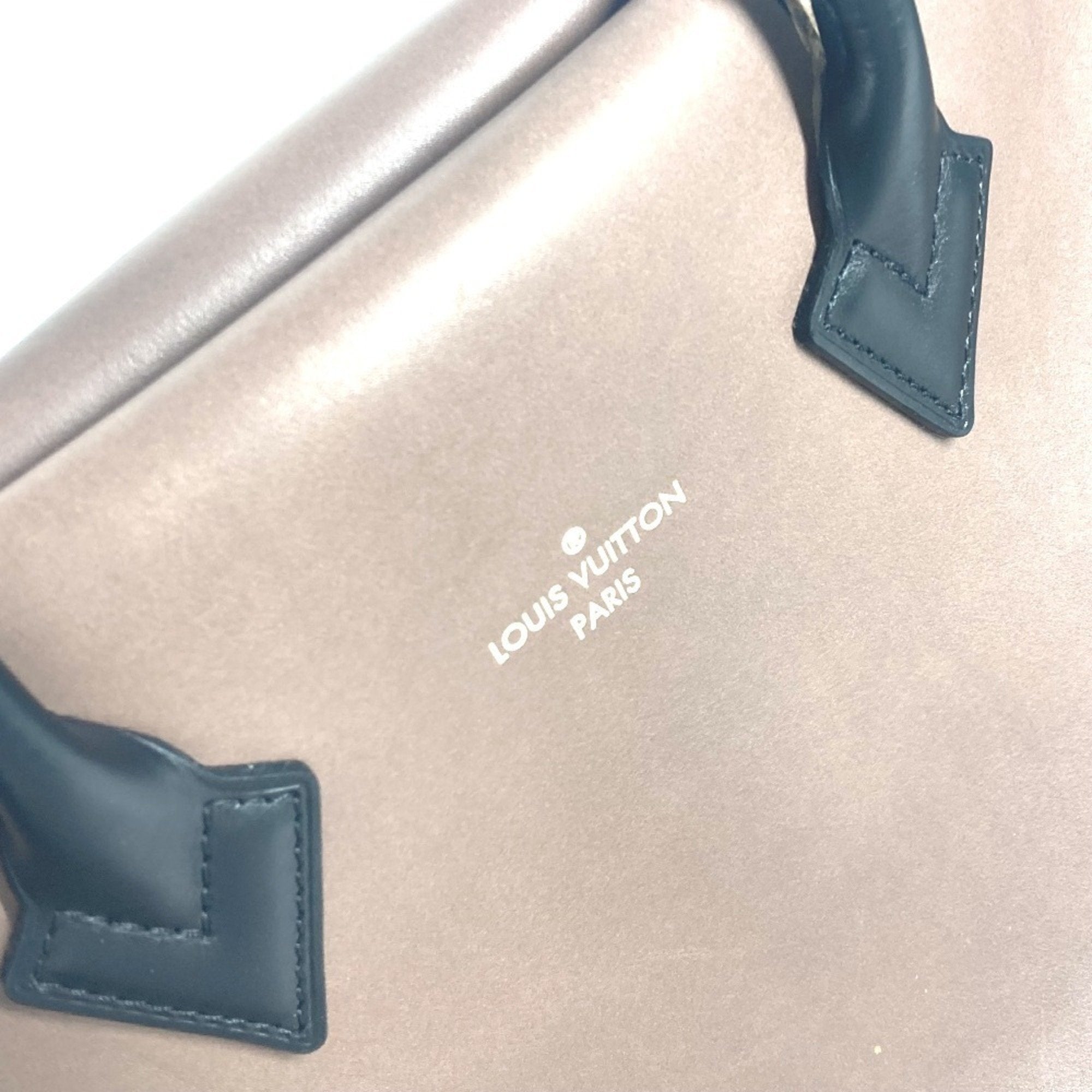 Louis Vuitton Black Brown Leather Handbag Tote Bag