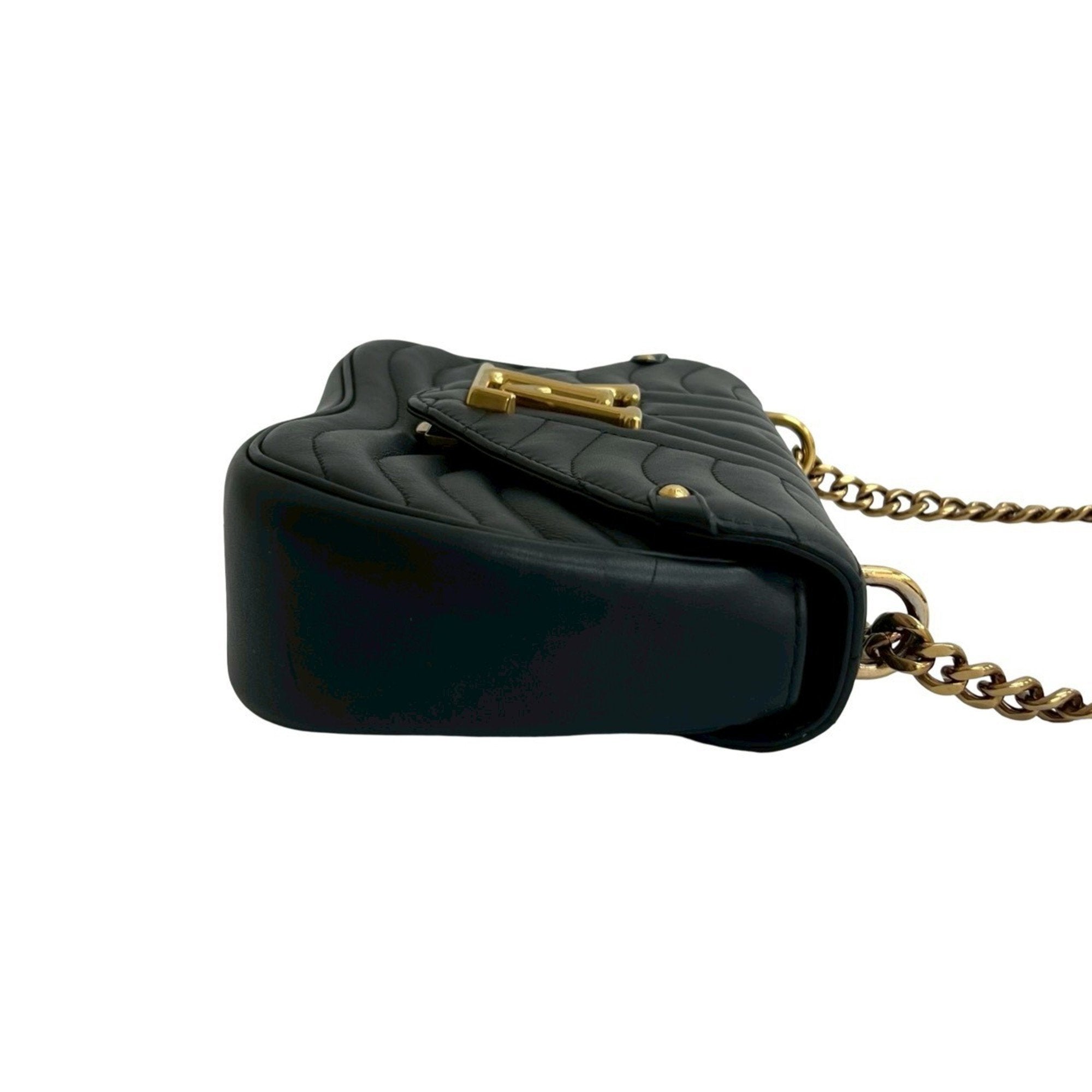 Louis Vuitton Black Leather Handbag Shoulder Bag
