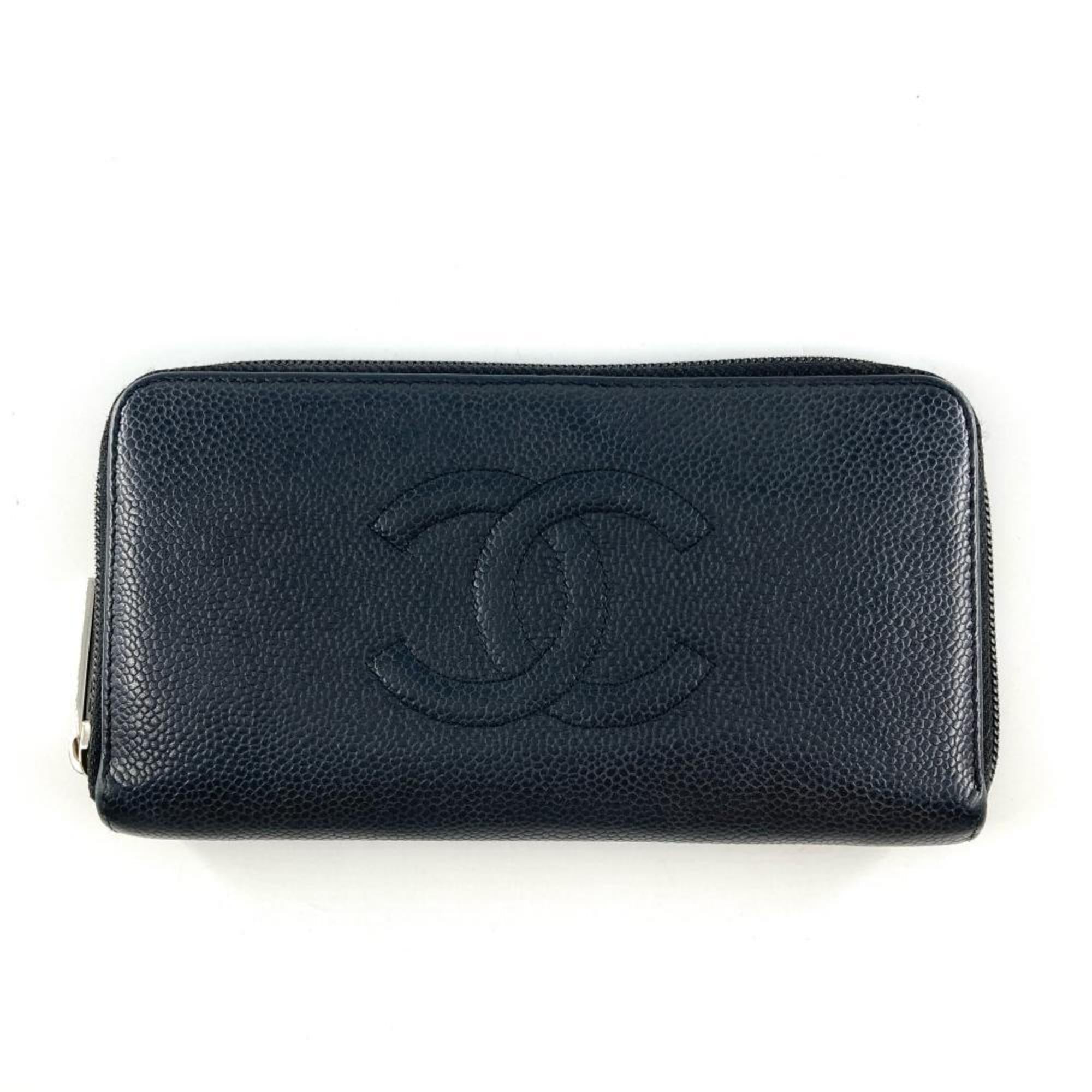 Chanel Black Leather Long Wallet (Bi-Fold)