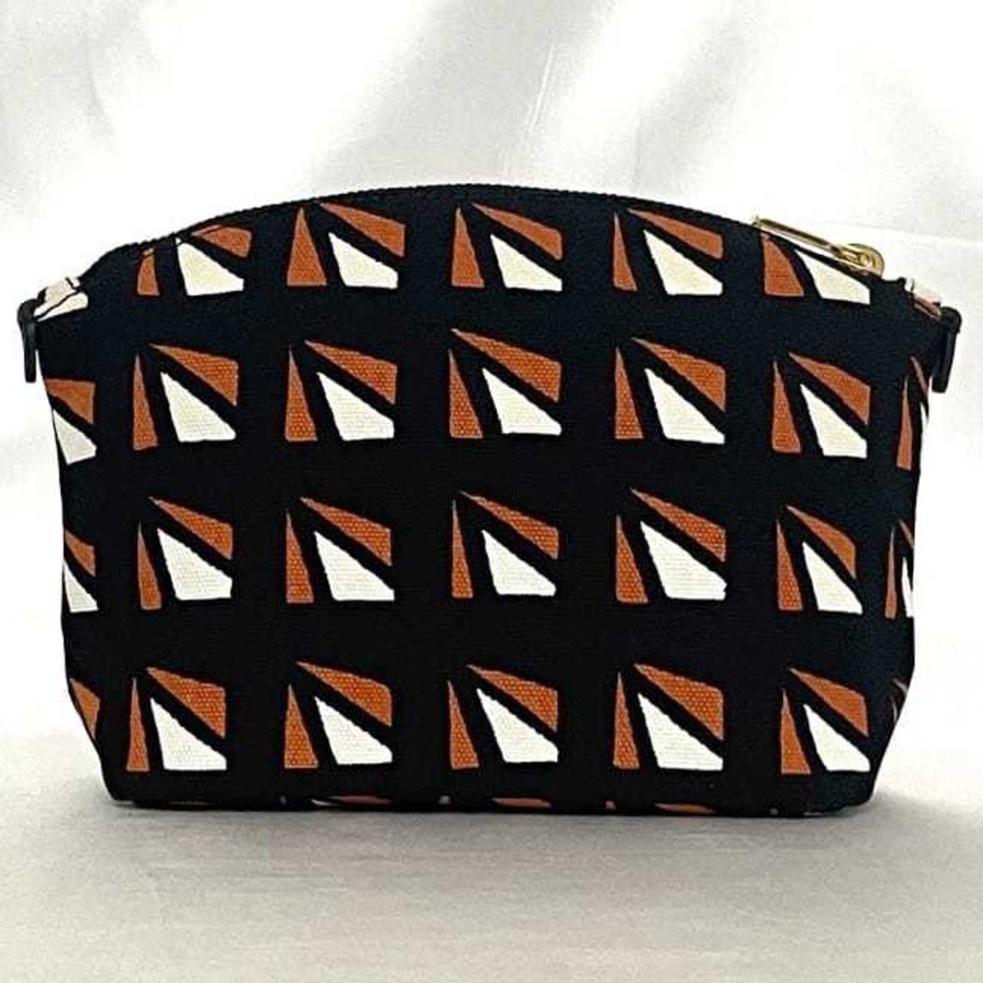 Prada Black Orange Canvas Leather Pouch