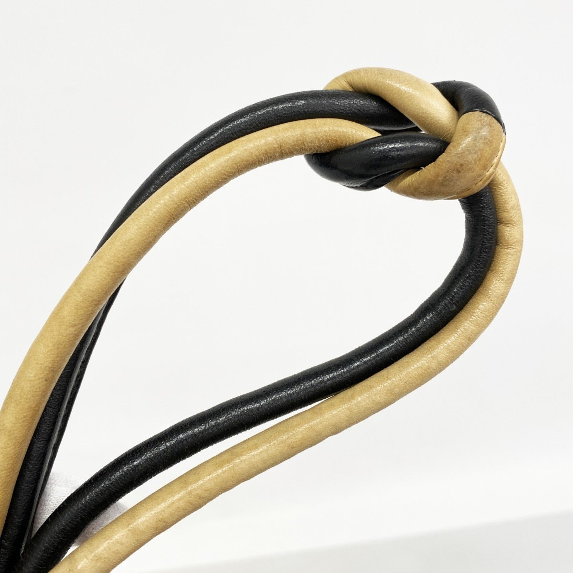 Chanel Beige Black Leather Handbag
