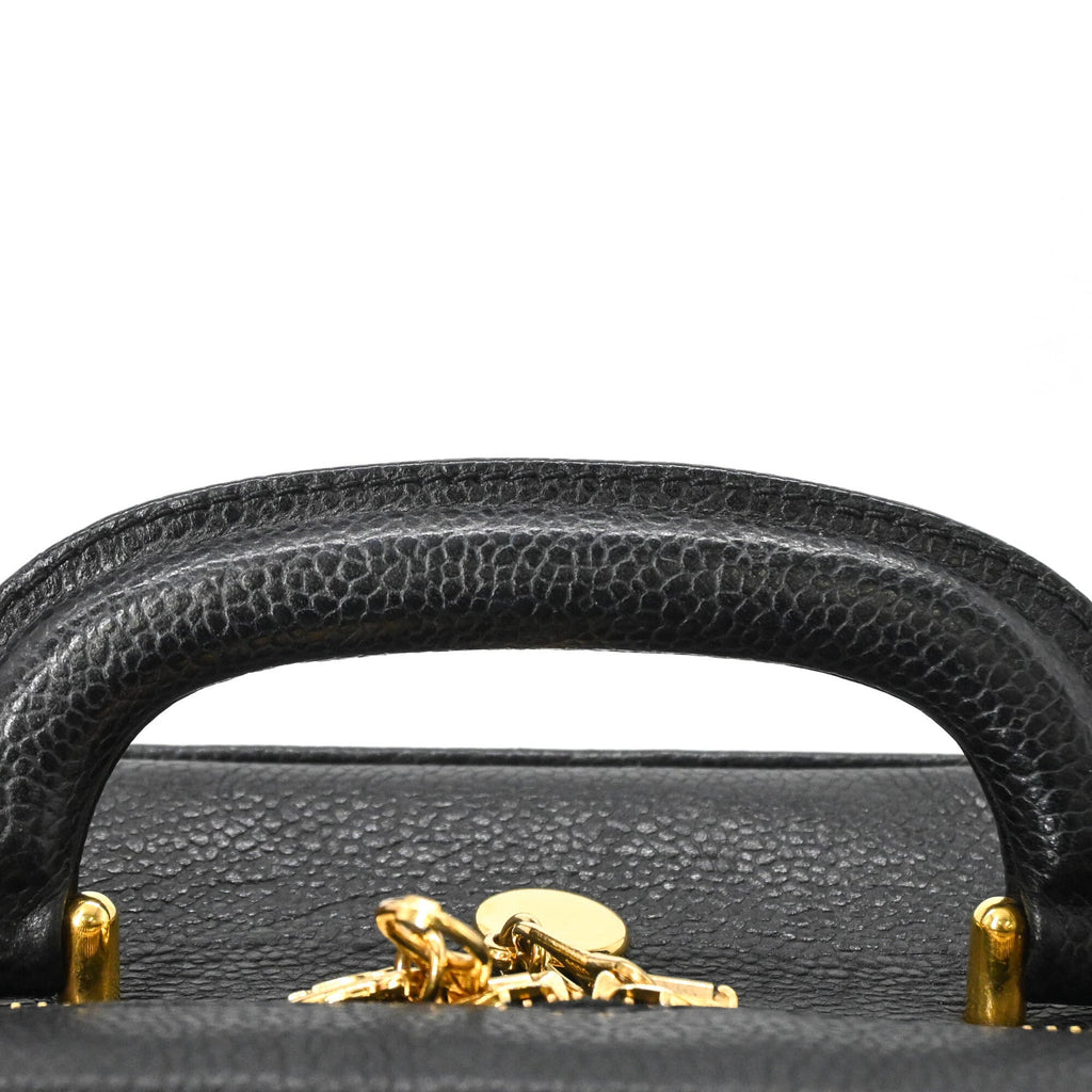 Chanel Black Leather Handbag Vanity Bag