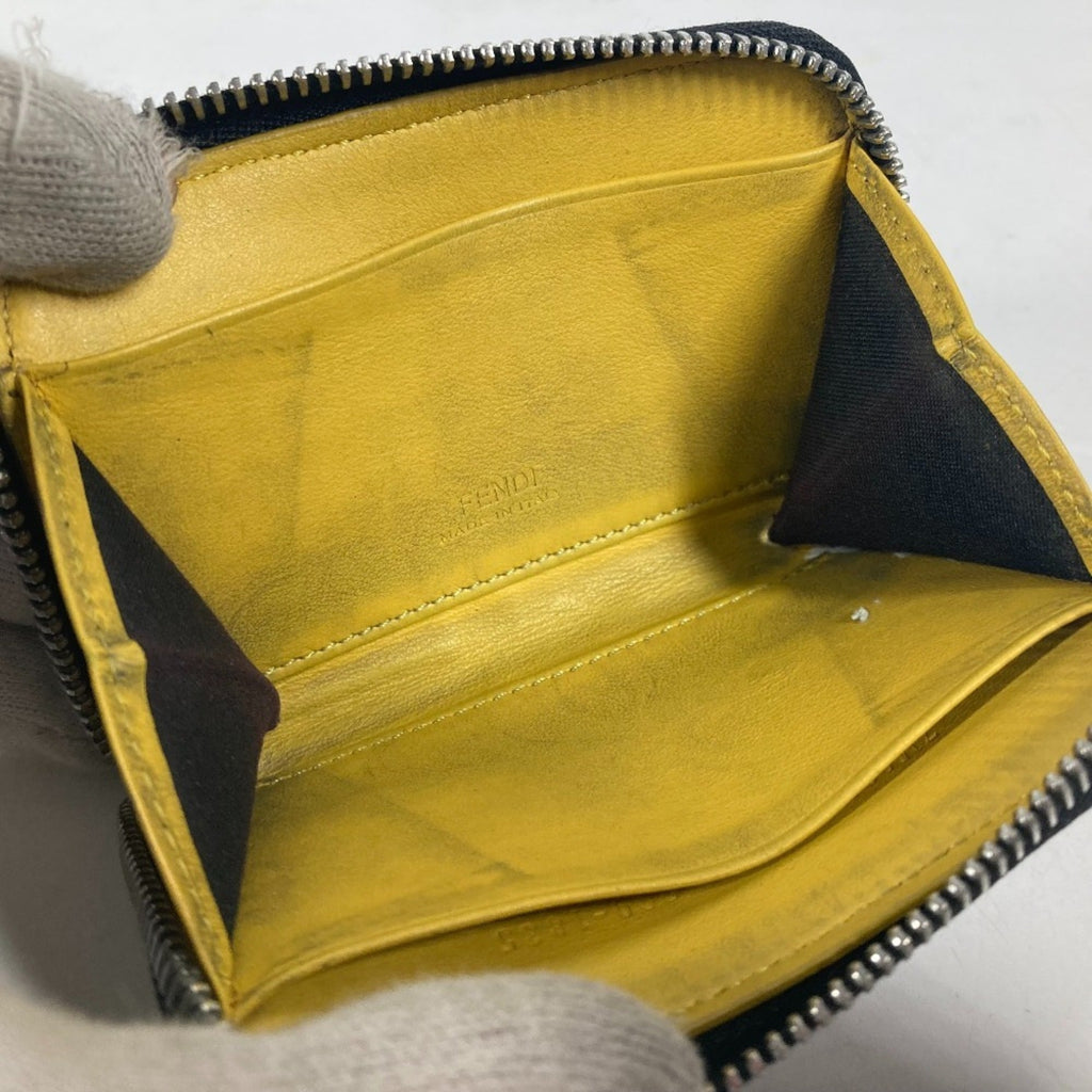 Fendi Black Yellow Leather Coin Purse/Coin Case