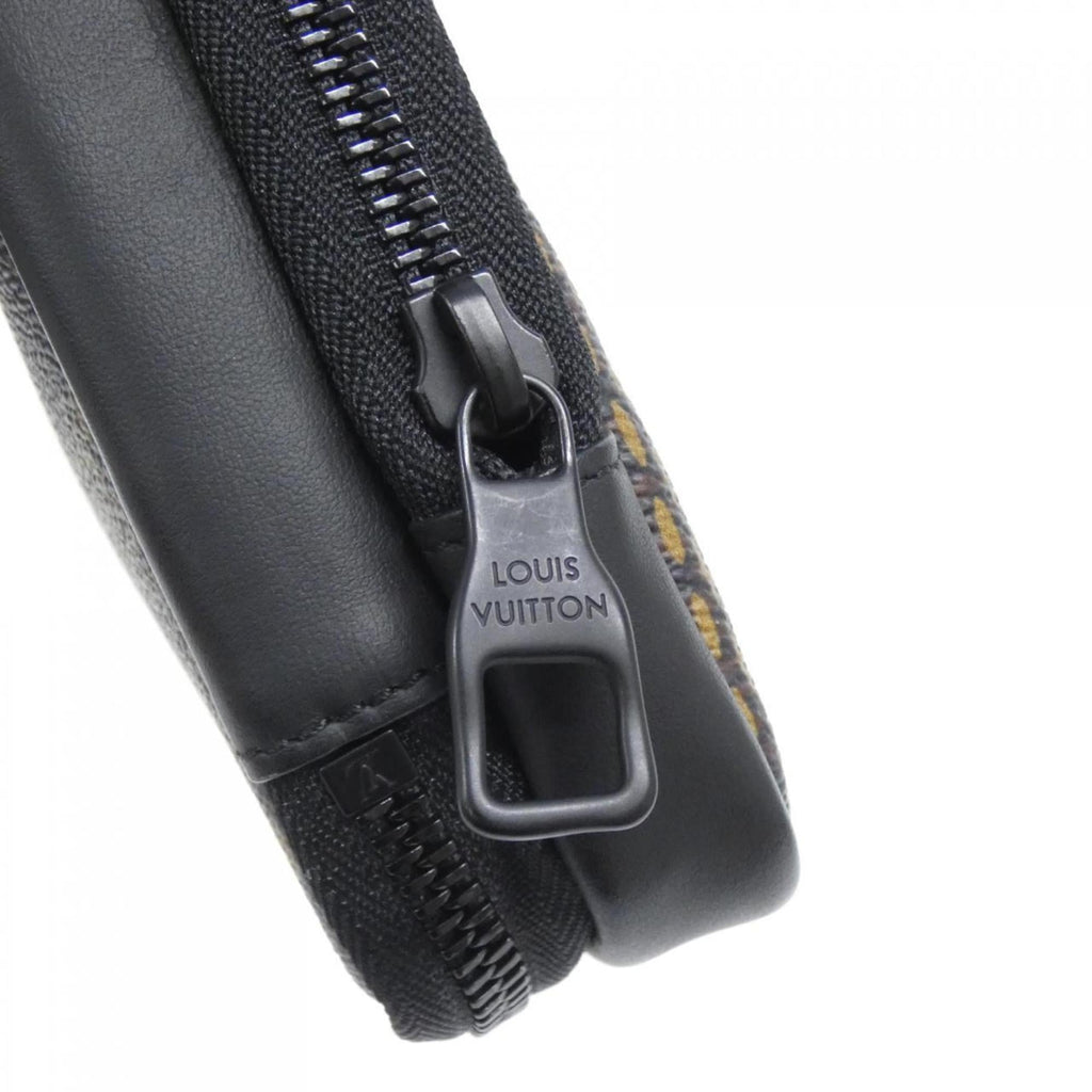Louis Vuitton Black Brown Coated Canvas Phone Wallet