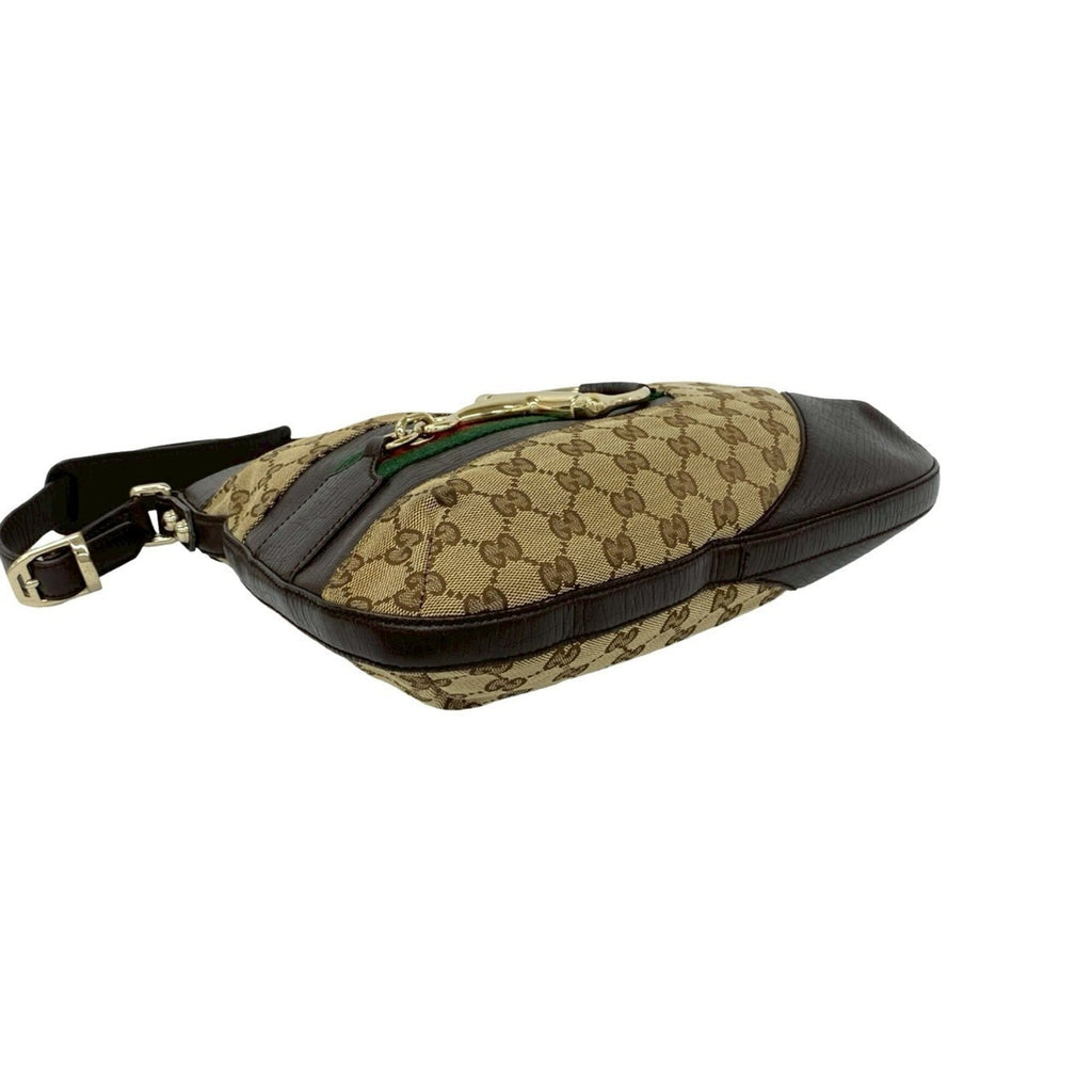 Gucci Brown Green Red Color Canvas Leather Shoulder Bag (Pre-Owned)