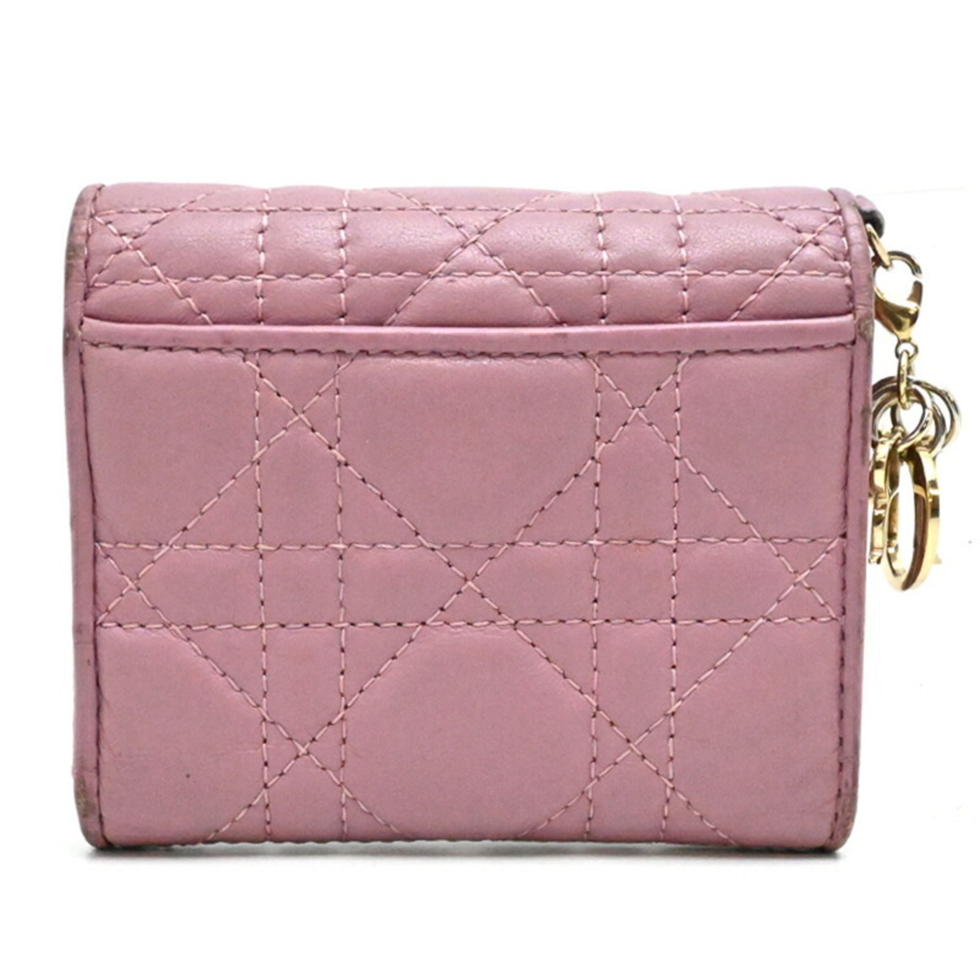 Christian Dior Pink Leather Wallet (Tri-Fold) (Pre-Owned)