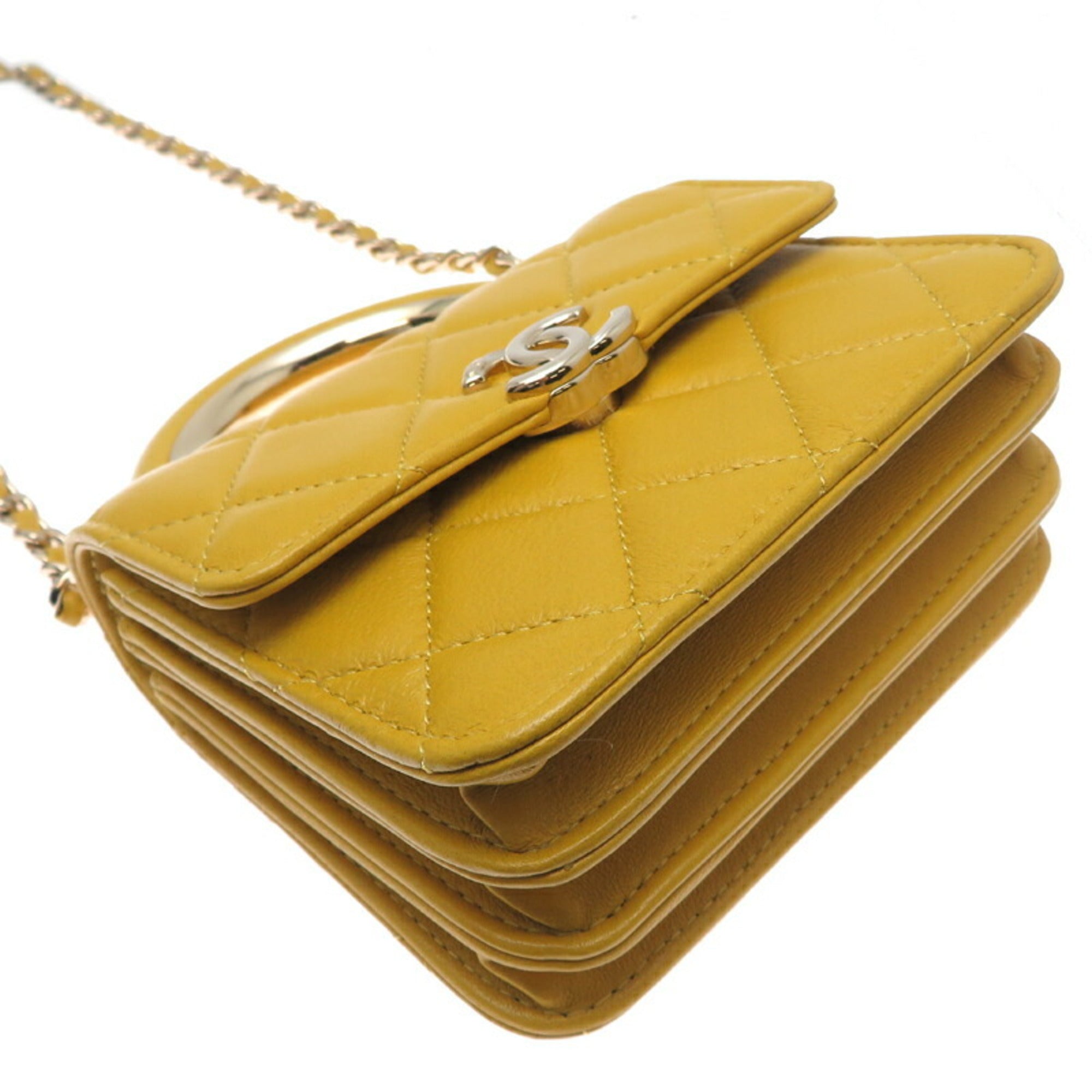 Chanel Yellow Leather Shoulder Bag
