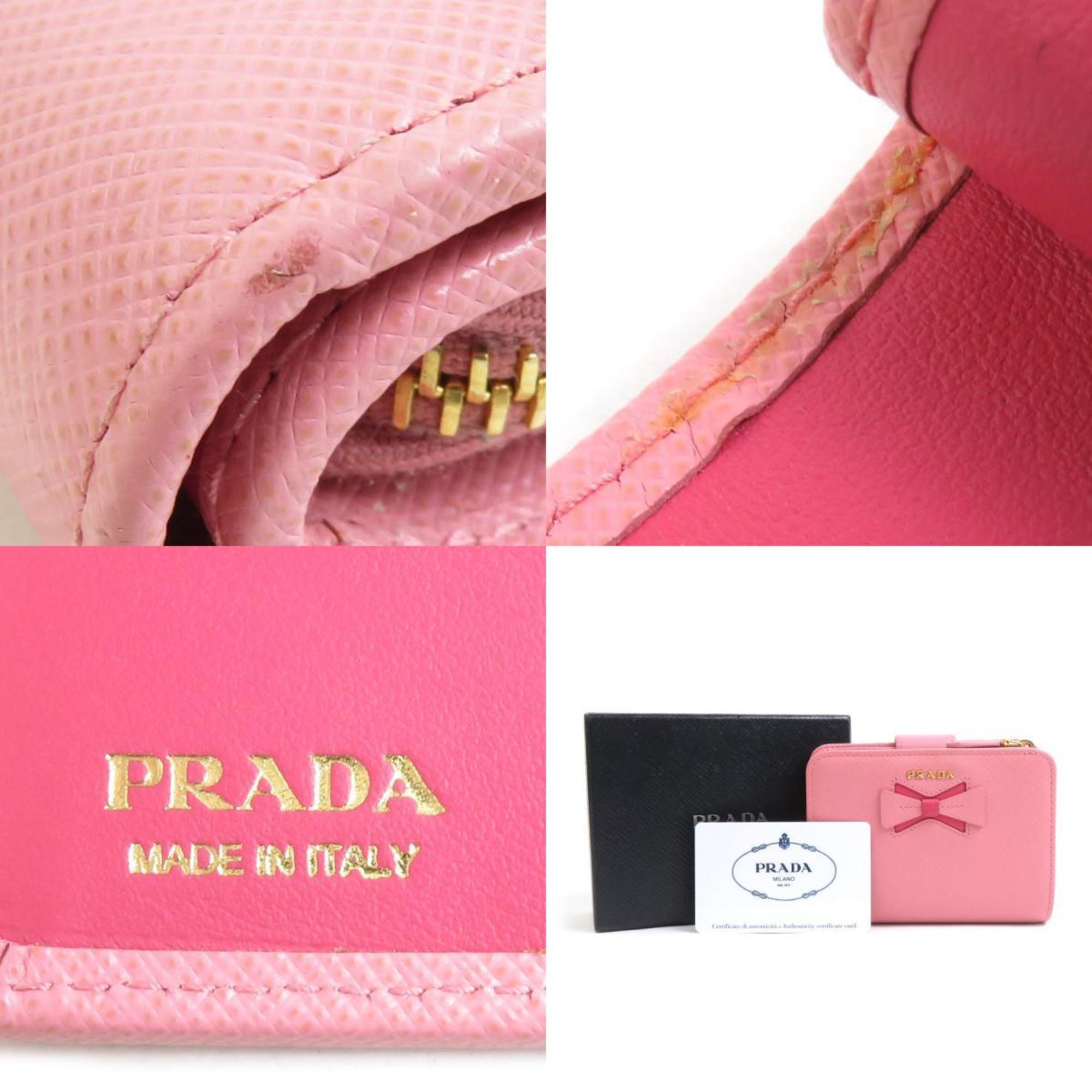 Prada Pink Leather Wallet (Bi-Fold)