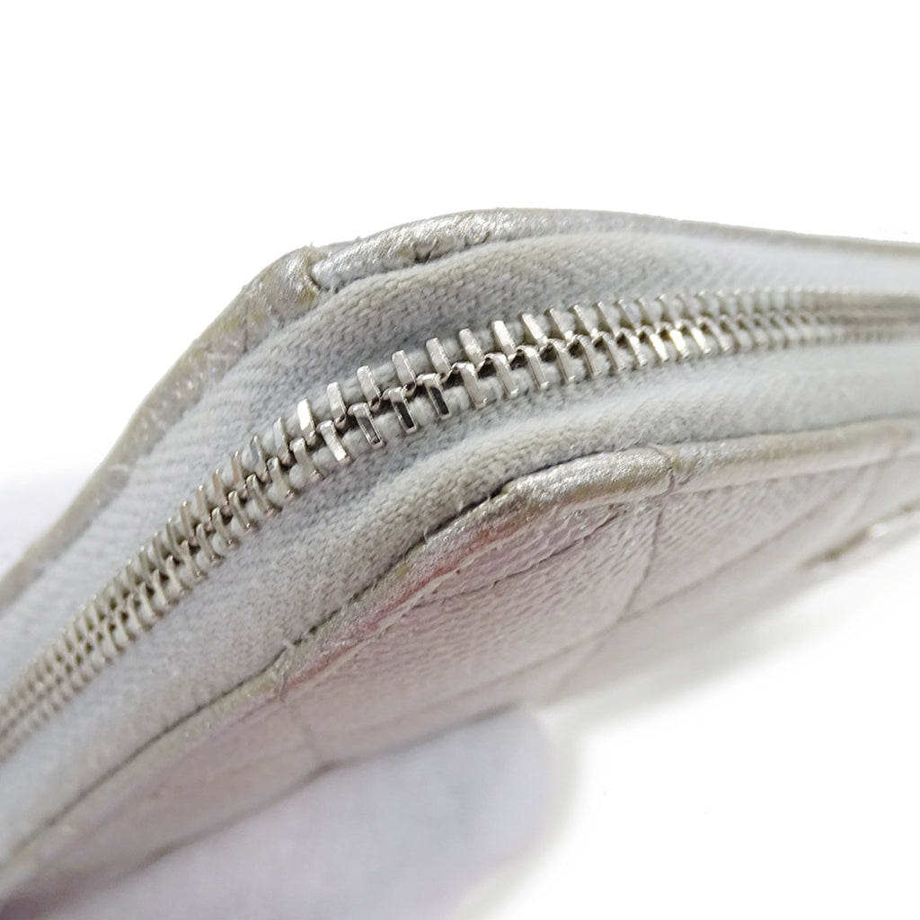 Chanel Silver Grained Calfskin Chain/Shoulder Wallet