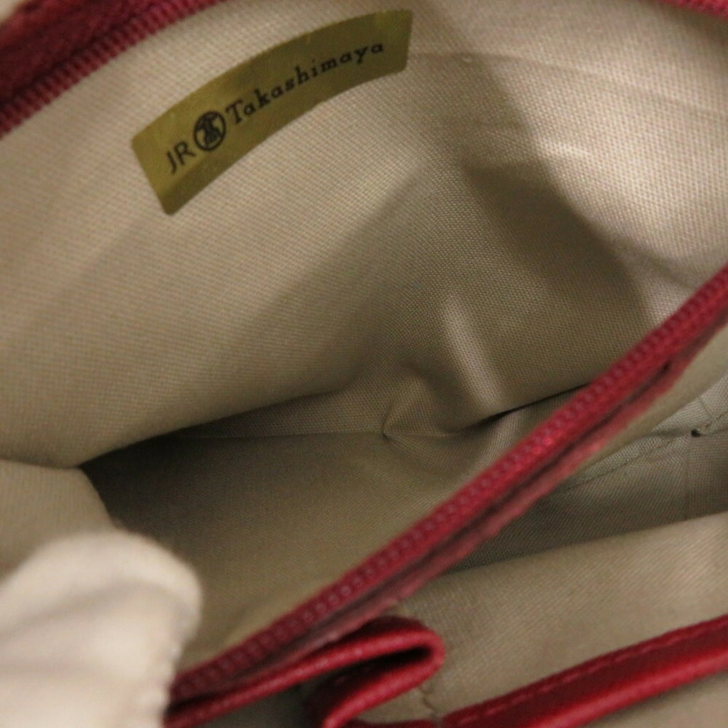 Burberry Beige Red Color Leather Canvas Handbag
