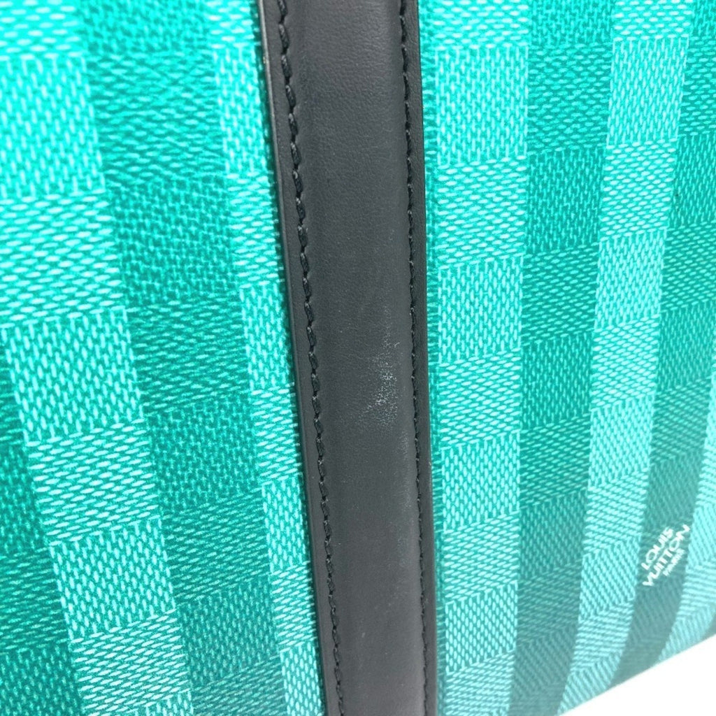 Louis Vuitton Black Green Yellow Leather Canvas Handbag Shoulder Bag Tote Bag
